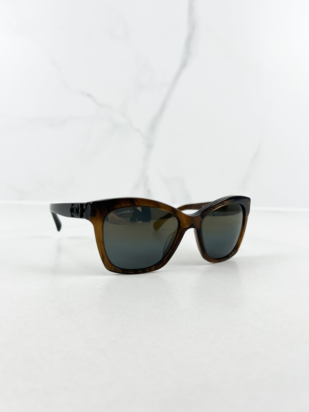 Chanel Tortoise Rectangular Sunglasses