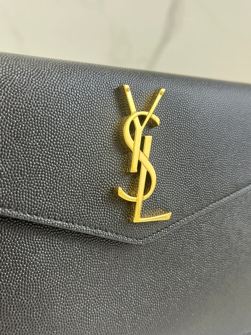 Saint Laurent Black Uptown Envelope Clutch