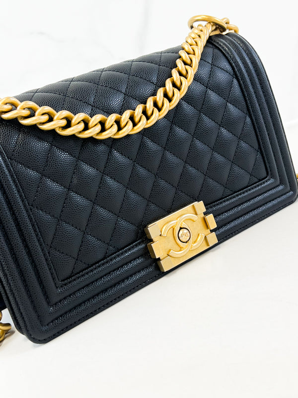 Chanel Black Old Medium Caviar Boy Bag GHW