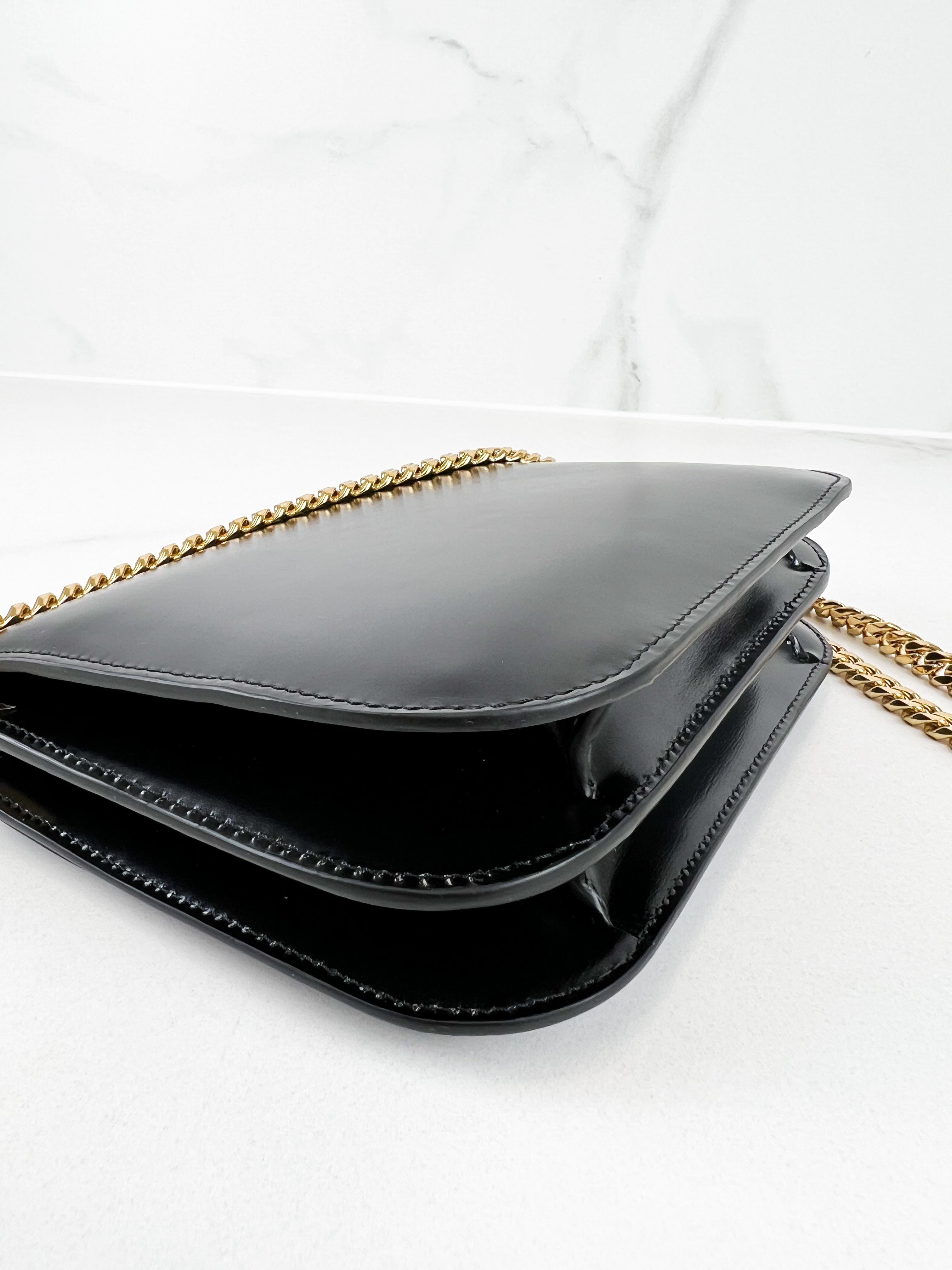 Celine Chain Claude Bag in Black Calfskin