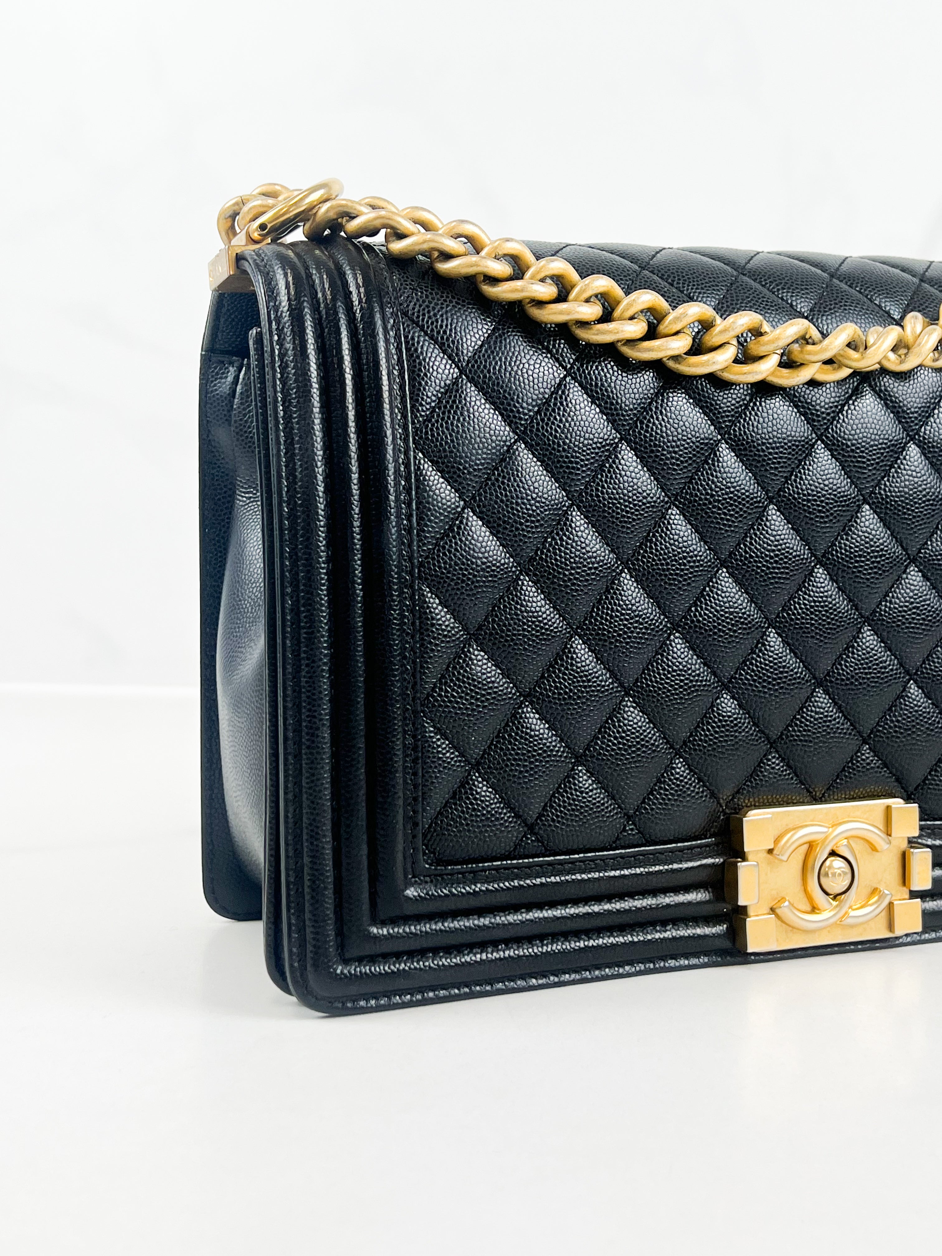 Chanel Black New Medium Caviar Boy Bag with GHW