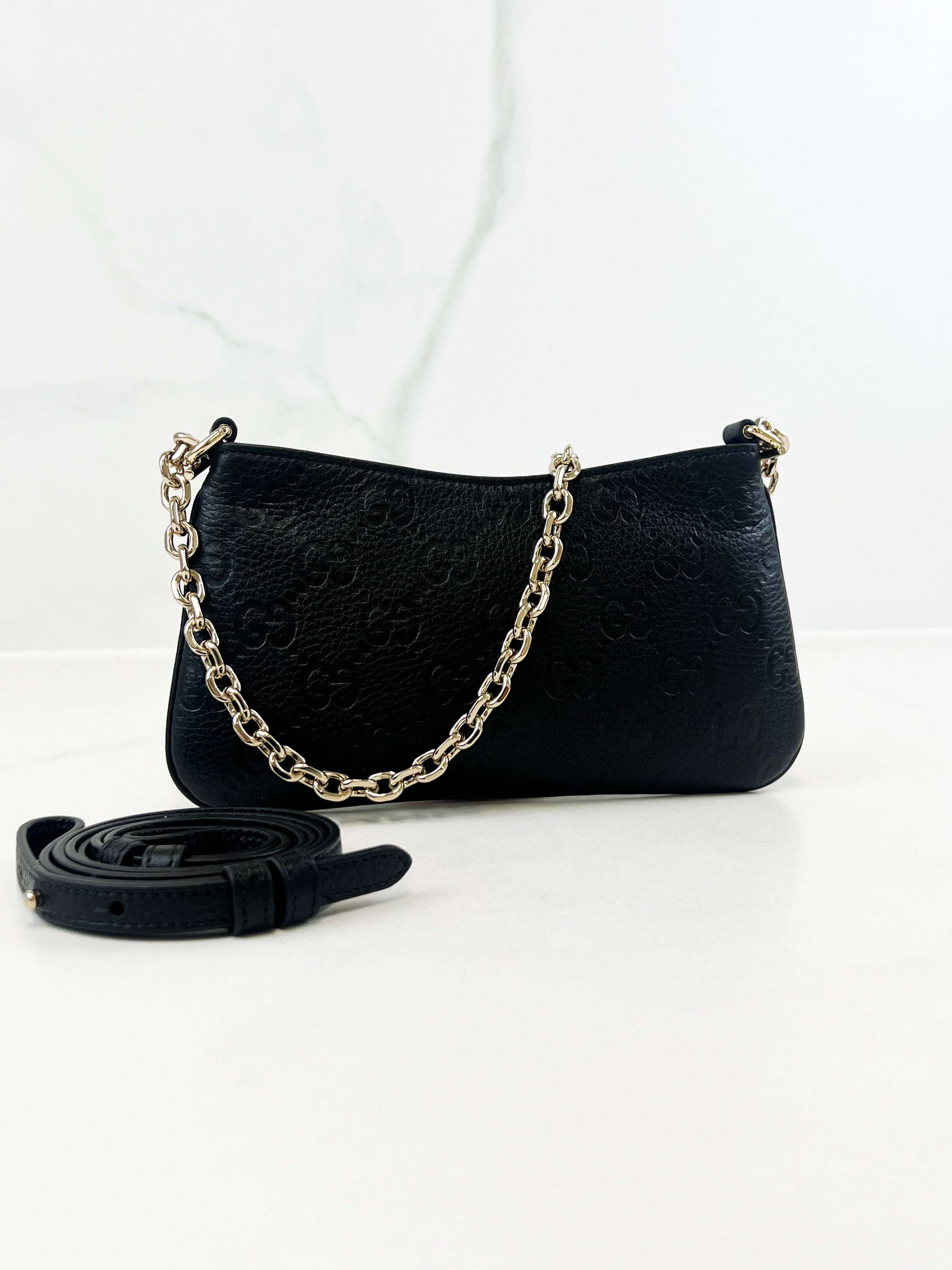 Gucci GG Emblem Mini Debossed Shoulder Bag