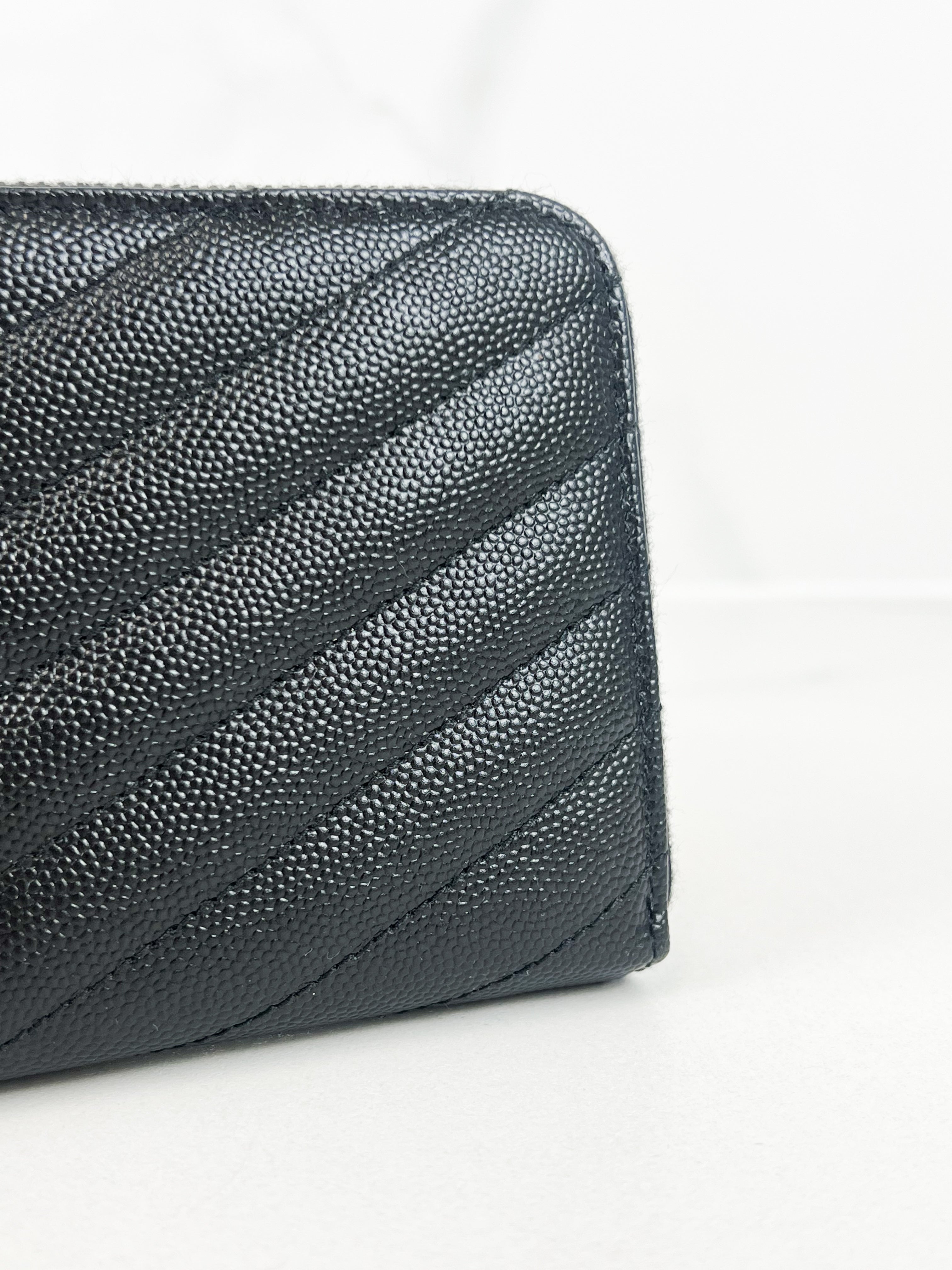 Saint Laurent Monogram Zip Around Wallet in GHW