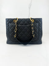 Chanel Black Caviar CC Logo Embossed GST Tote