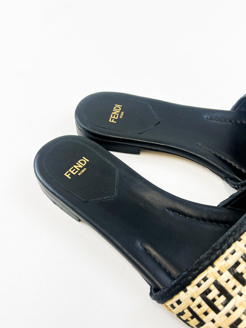 Fendi Raffia Slides Size 37