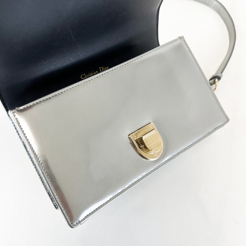 Christian Dior Metallic Silver Small Diorama Shoulder Bag