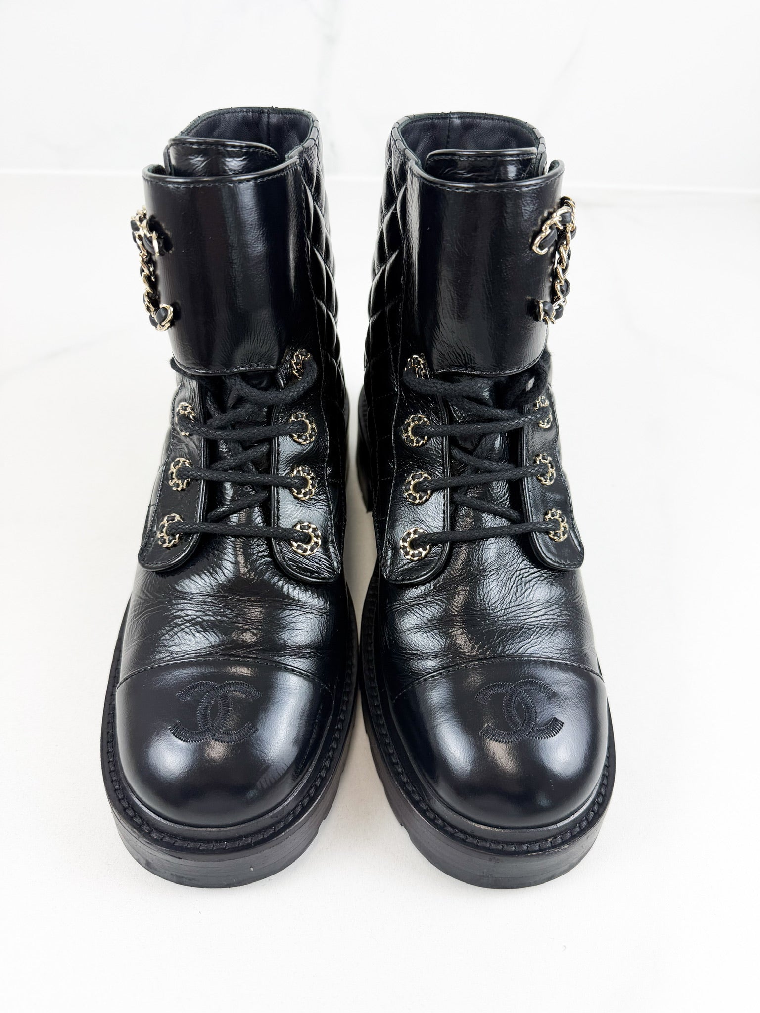 Chanel Quilted Combat Boot Size 39C