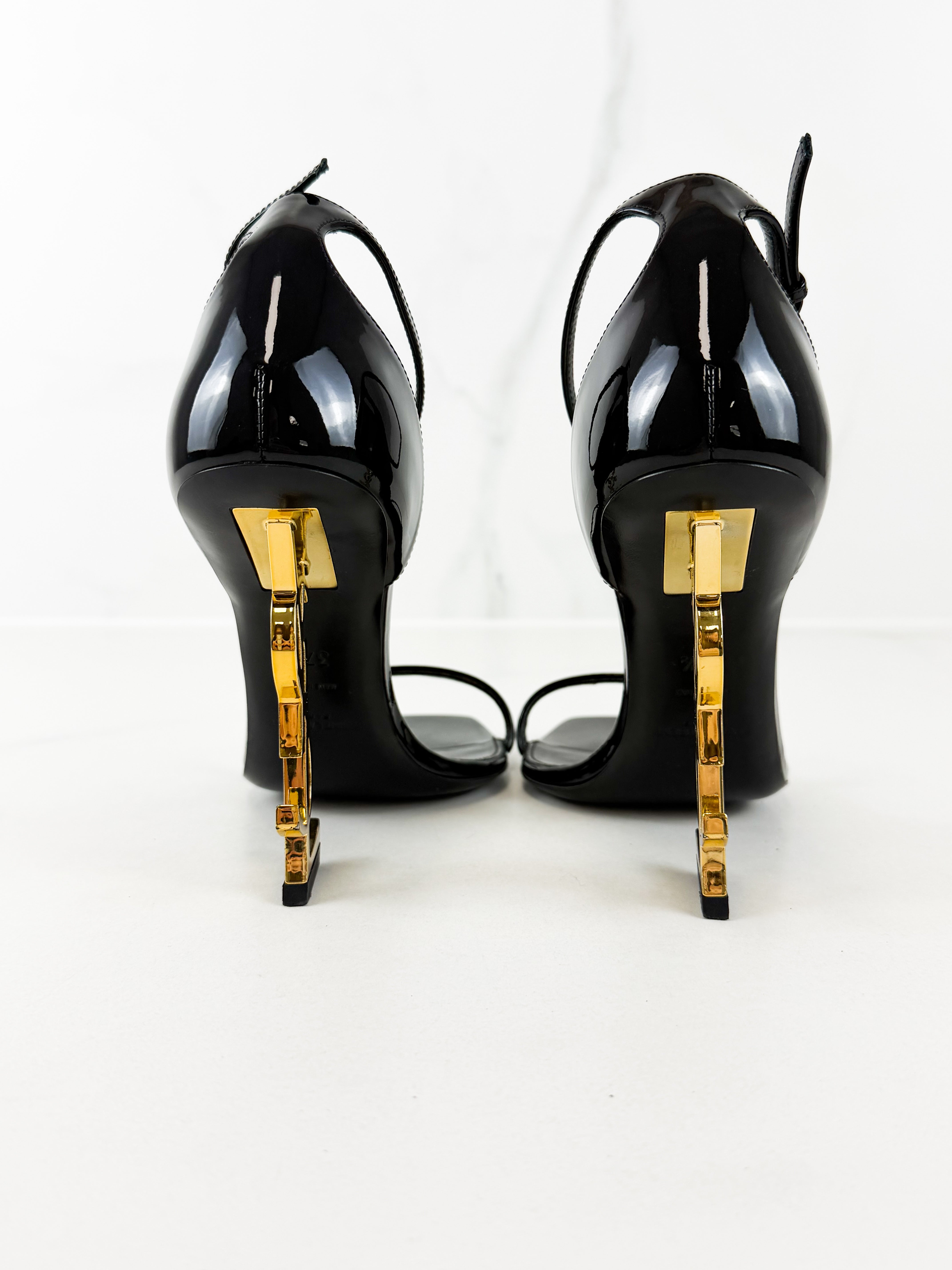 Saint Laurent Opyum Leather Black Sandal Size 37