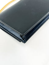 Saint Laurent Black Calfskin Monogram Kate Tassel Chain Wallet GHW