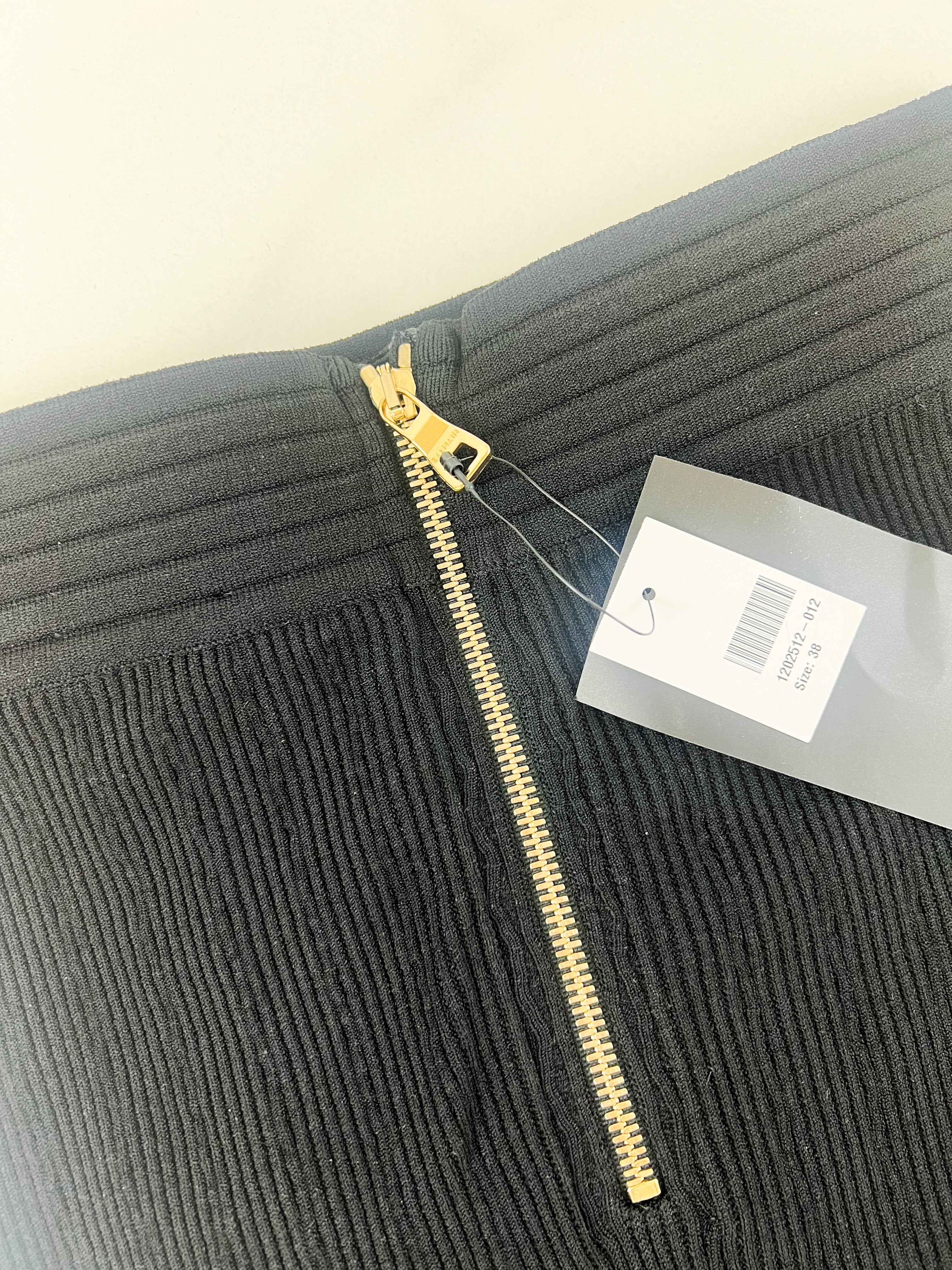 Balmain Fringed Ribbed-Knit Mini Skirt Size 38