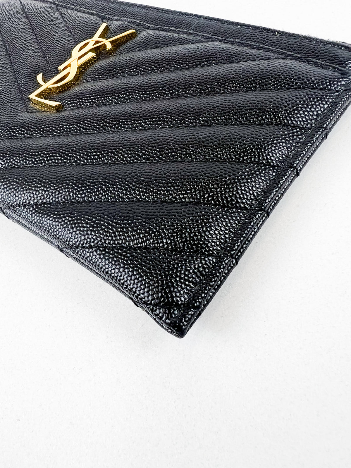 Saint Laurent Cassandre Metelasse Pouch in Grain De Poudre Leather with GHW