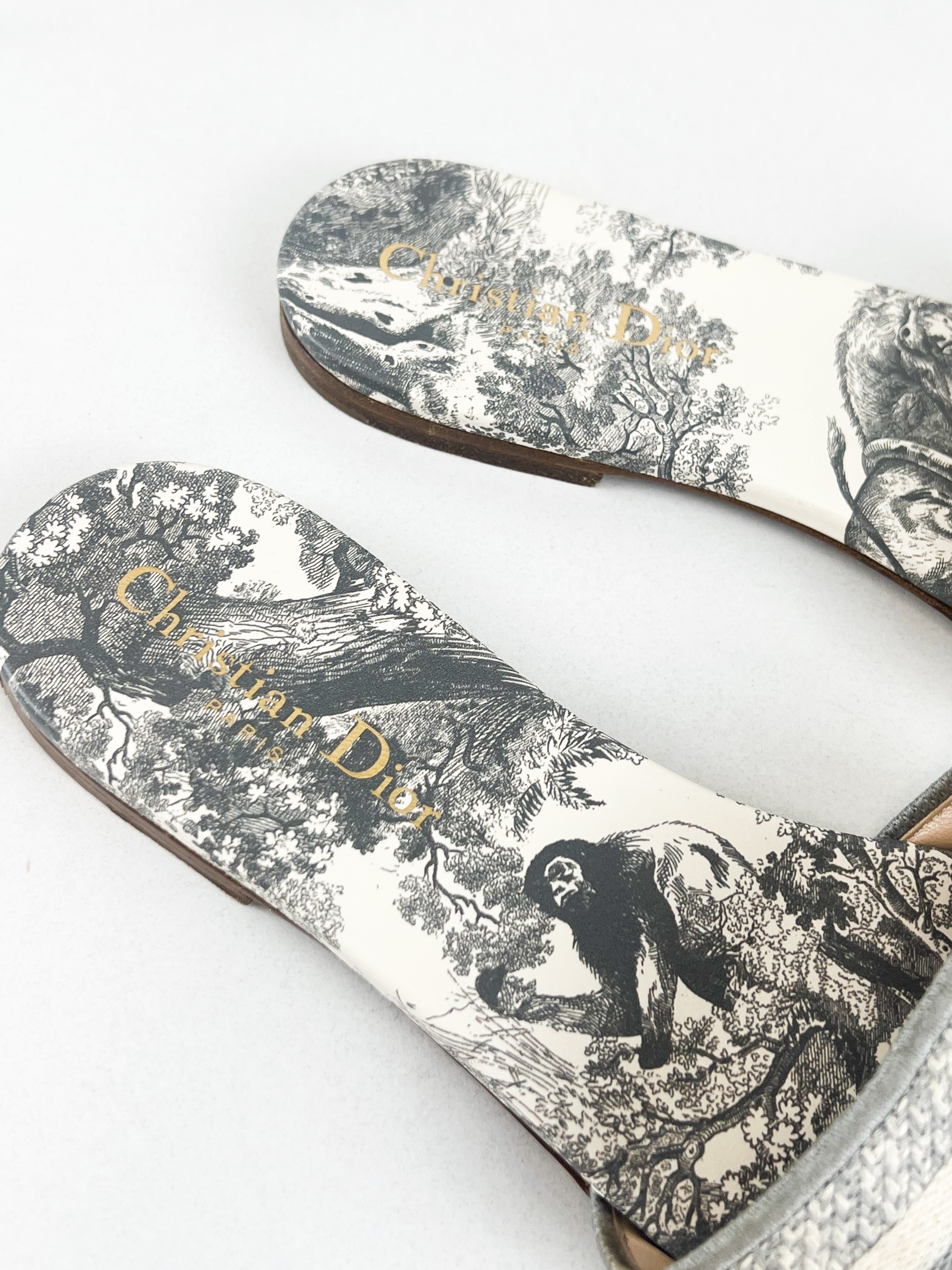 Christian Dior Grey Dway Slides Size 38