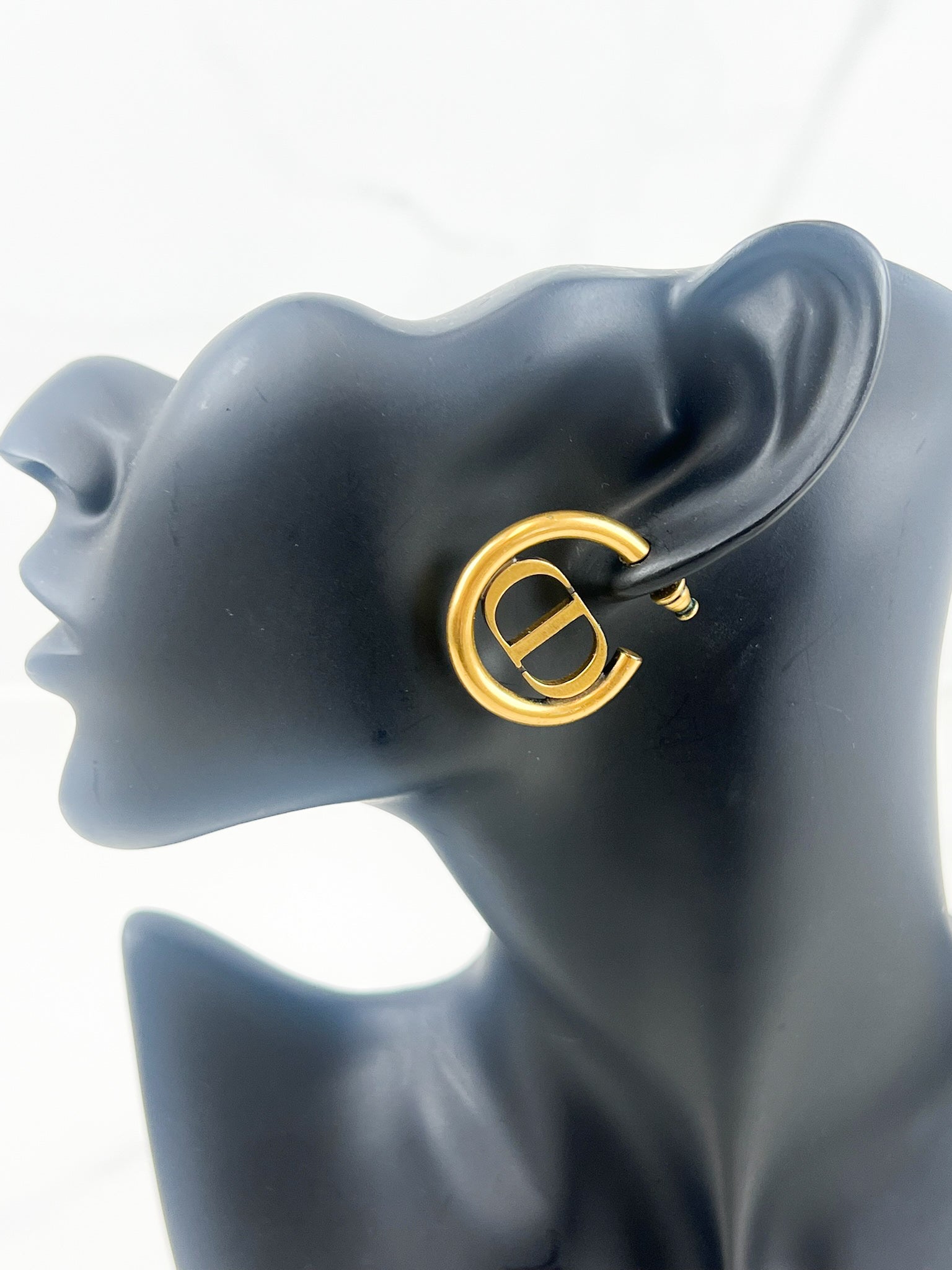 Christian Dior CD Logo Hoop Earrings in Gold