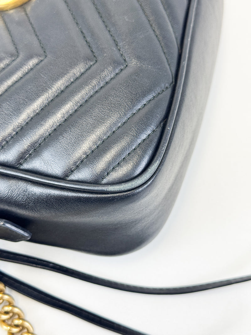 Gucci Black GG Small Marmont Shoulder Bag