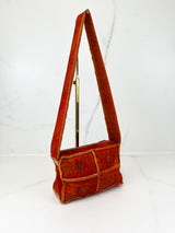 Chanel Vintage Orange Sheepskin Suede Logos Shoulder Bag