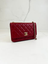 Chanel Red Trendy Wallet On Chain with Light GHW