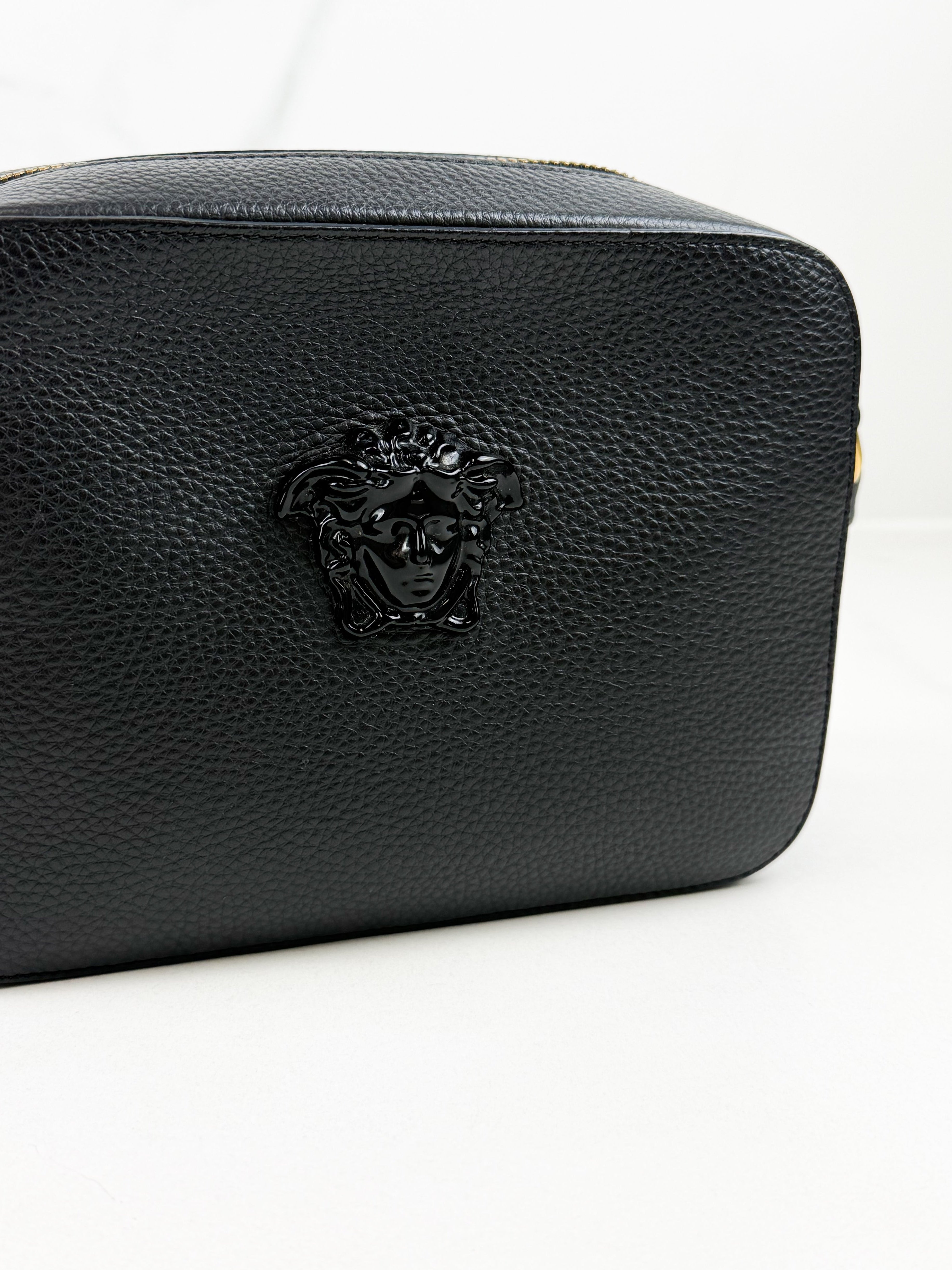Versace Black Medusa Grained Calfskin Crossbody