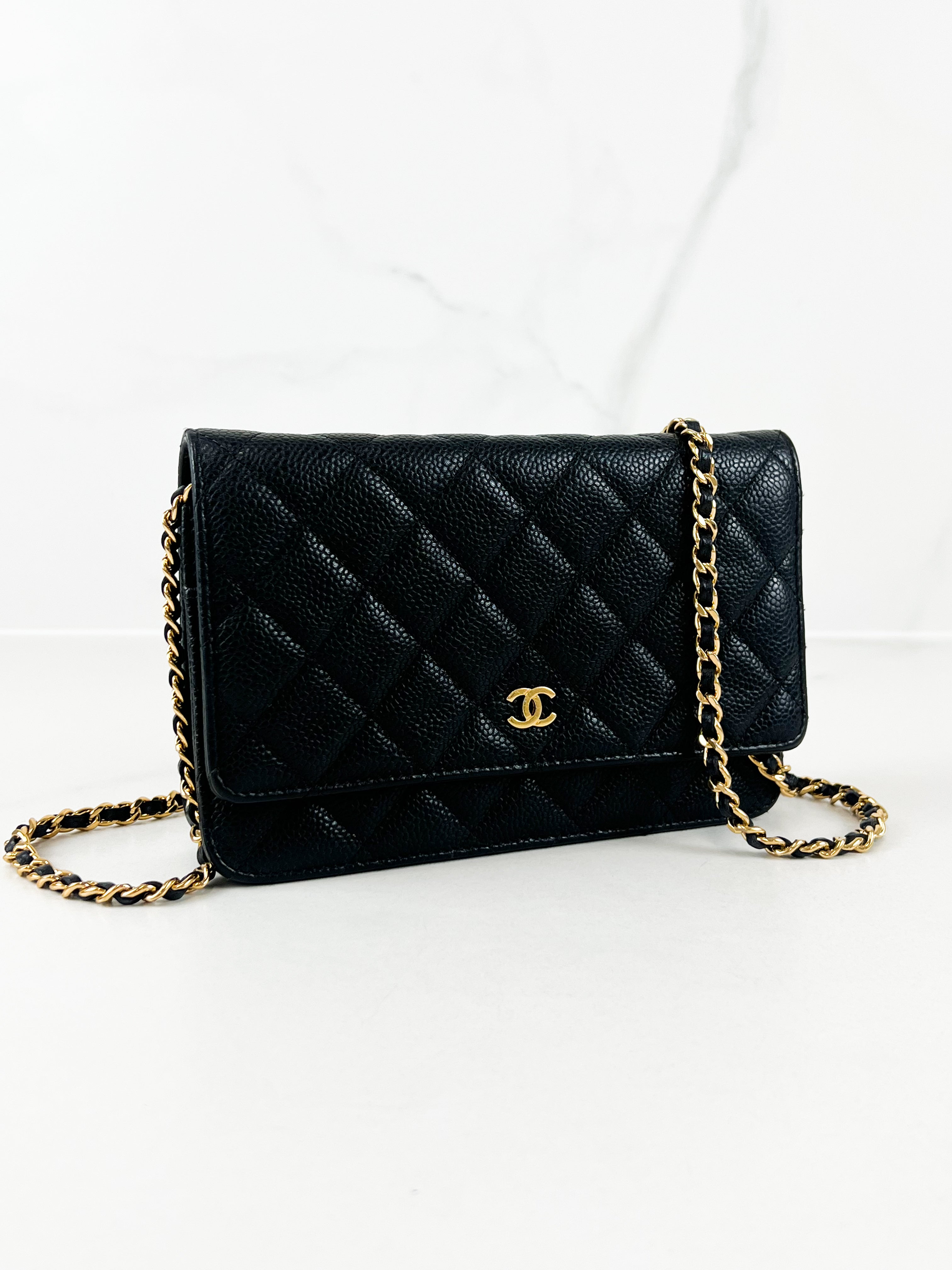 Chanel Black Classic Caviar CC WOC with GHW