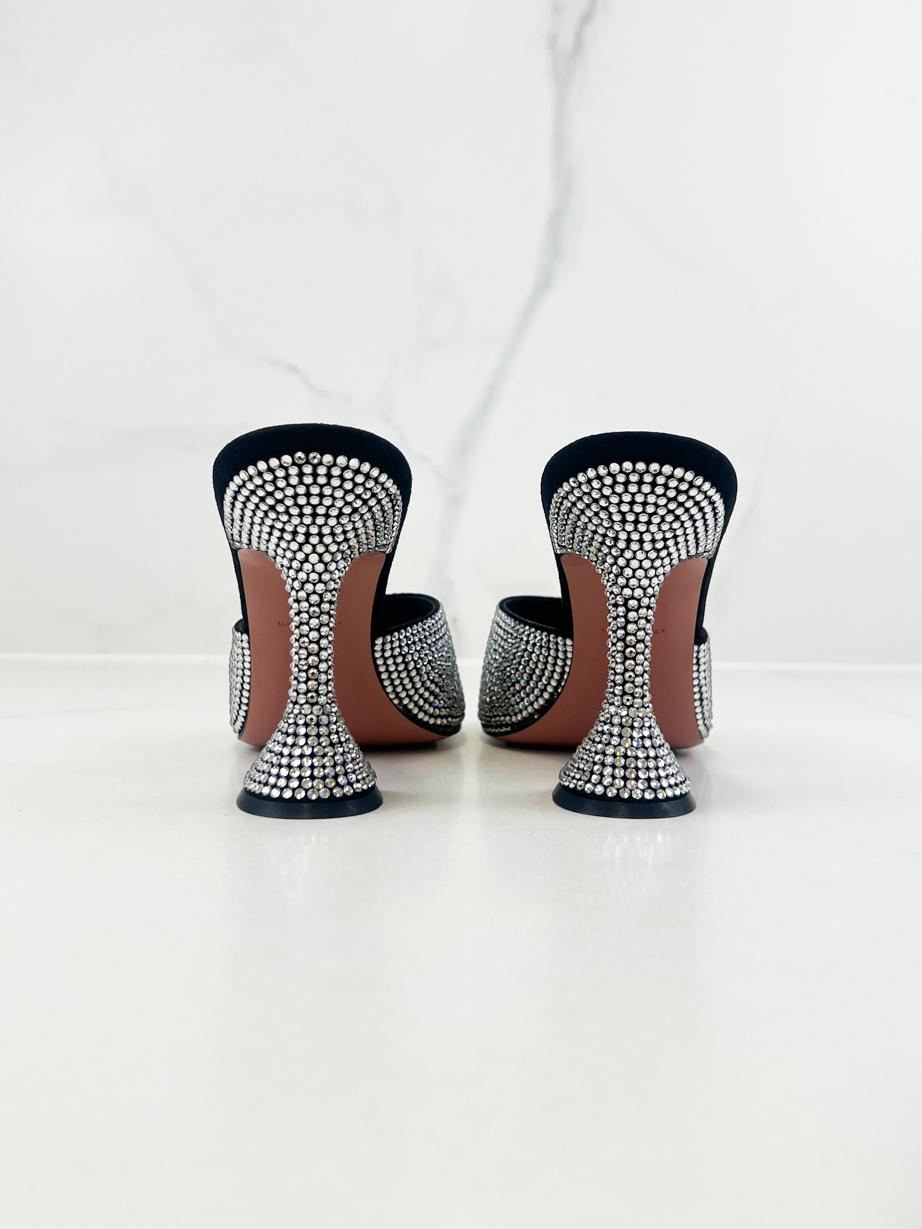 Amina Muaddi Lupita Crystal-Embellished suede mules in Black Size 40