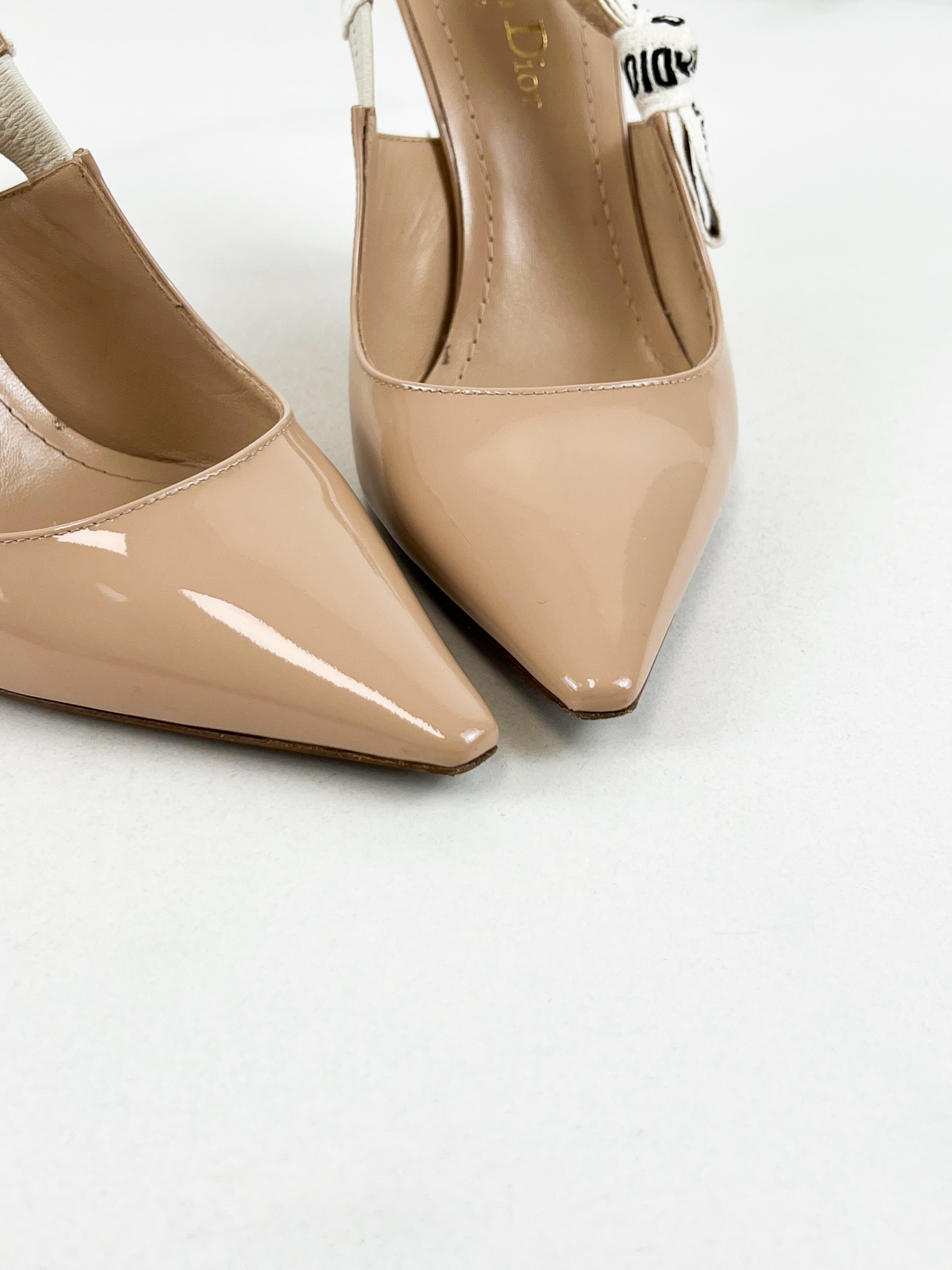 Christian Dior Patent Beige Jadior Slingback Heel Size 36.5