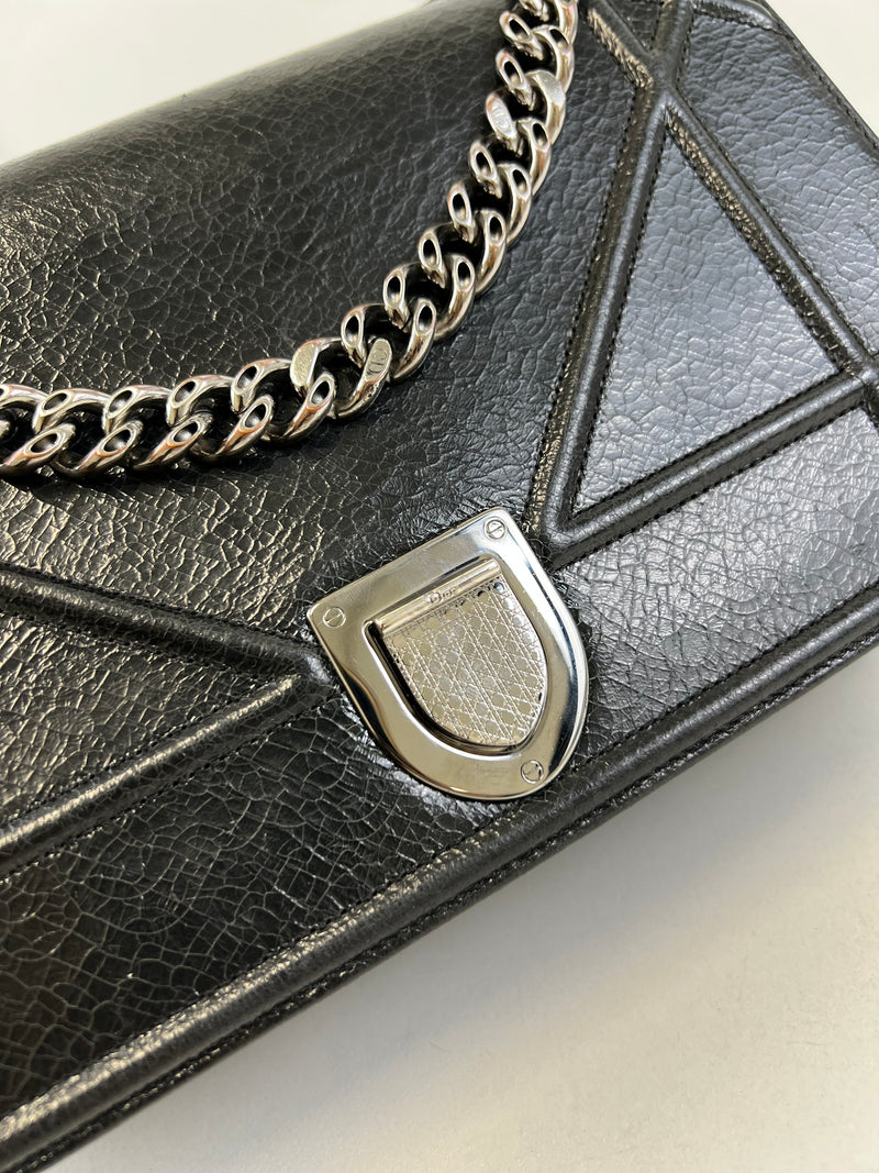 Christian Dior Medium Black Leather Diorama Shoulder Bag