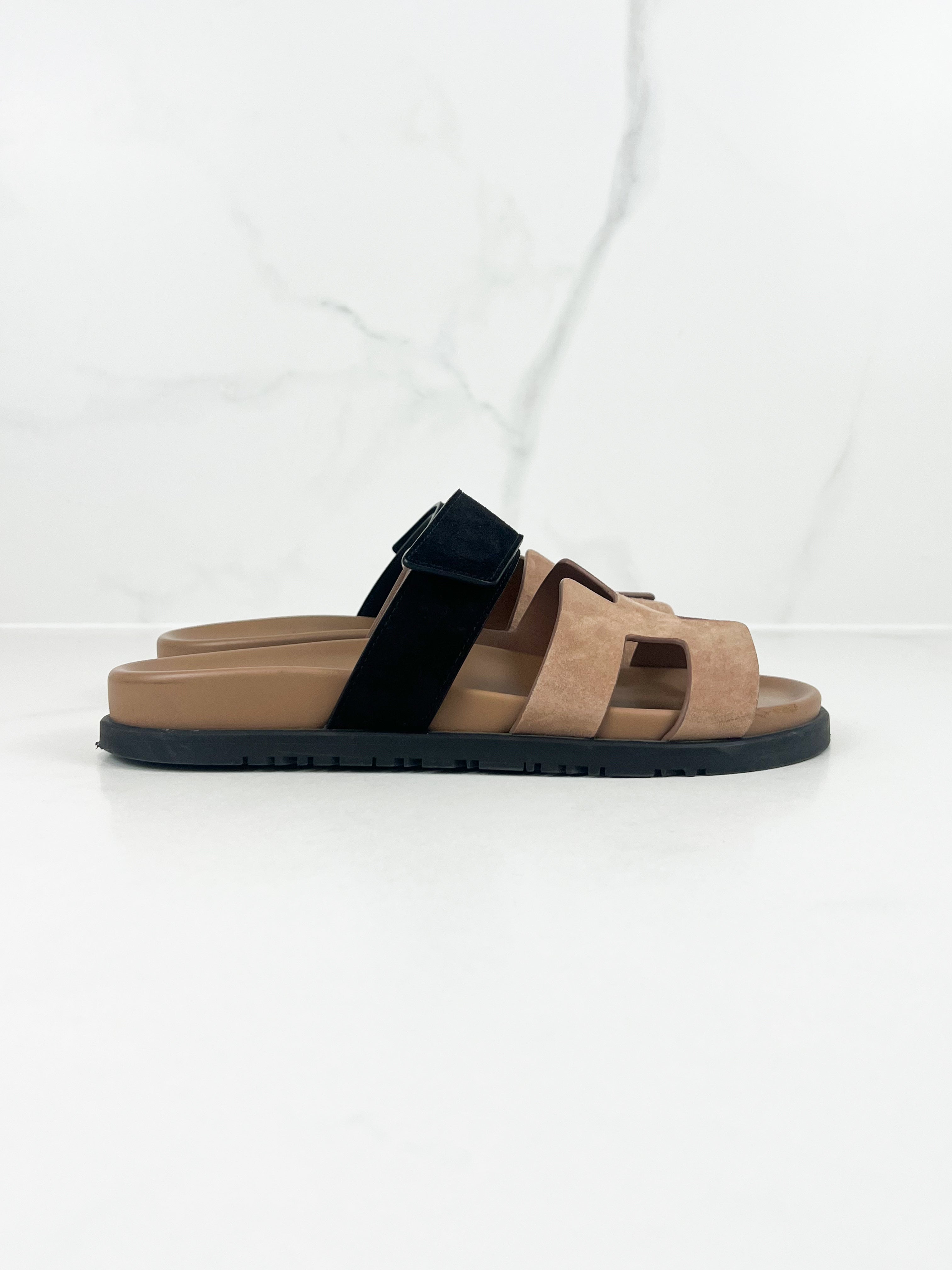 Hermes Chypre Sandals in Rose Perle Size 38