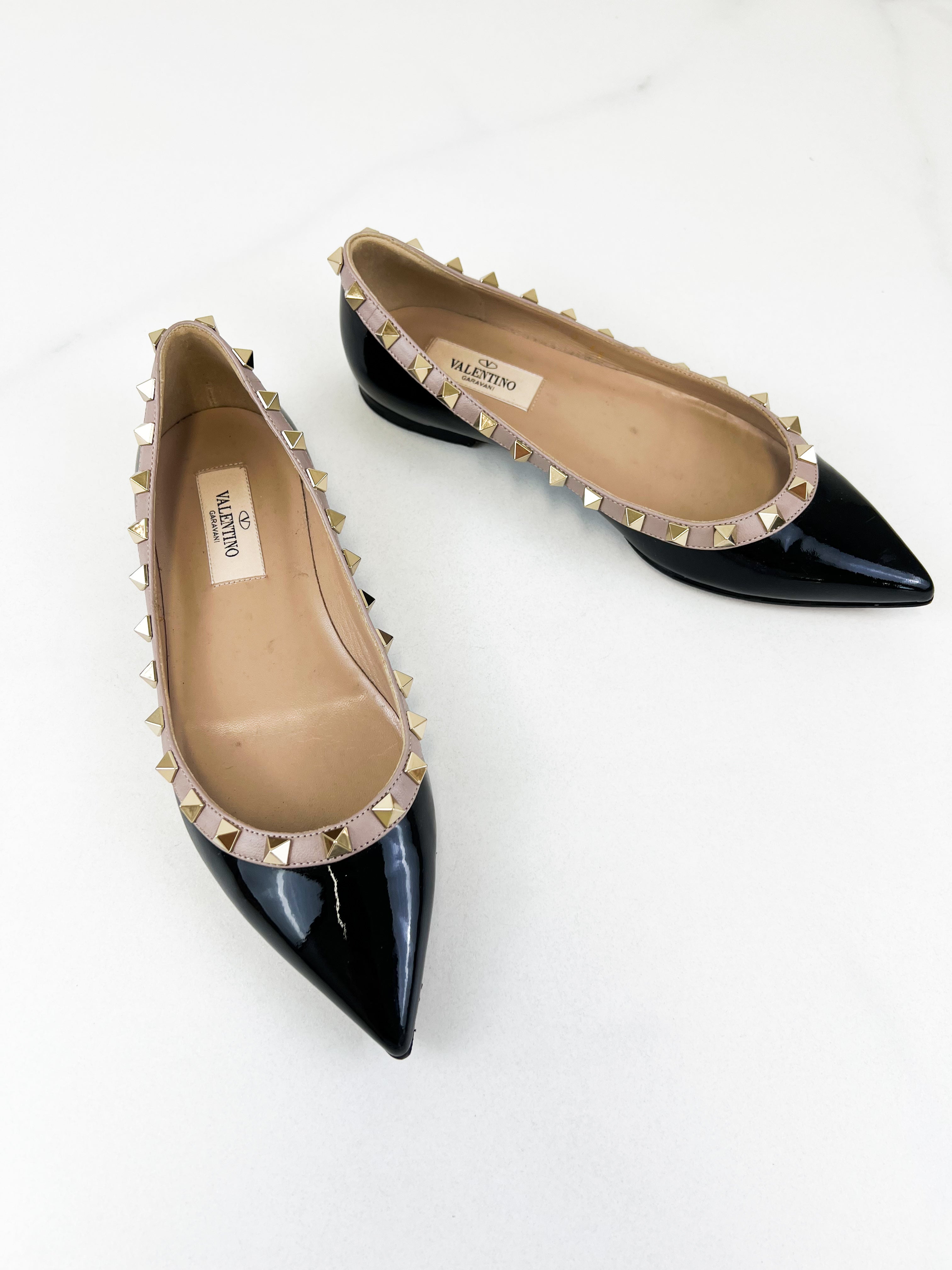Valentino Garavani Rockstud Black Ballet Flat Size 35