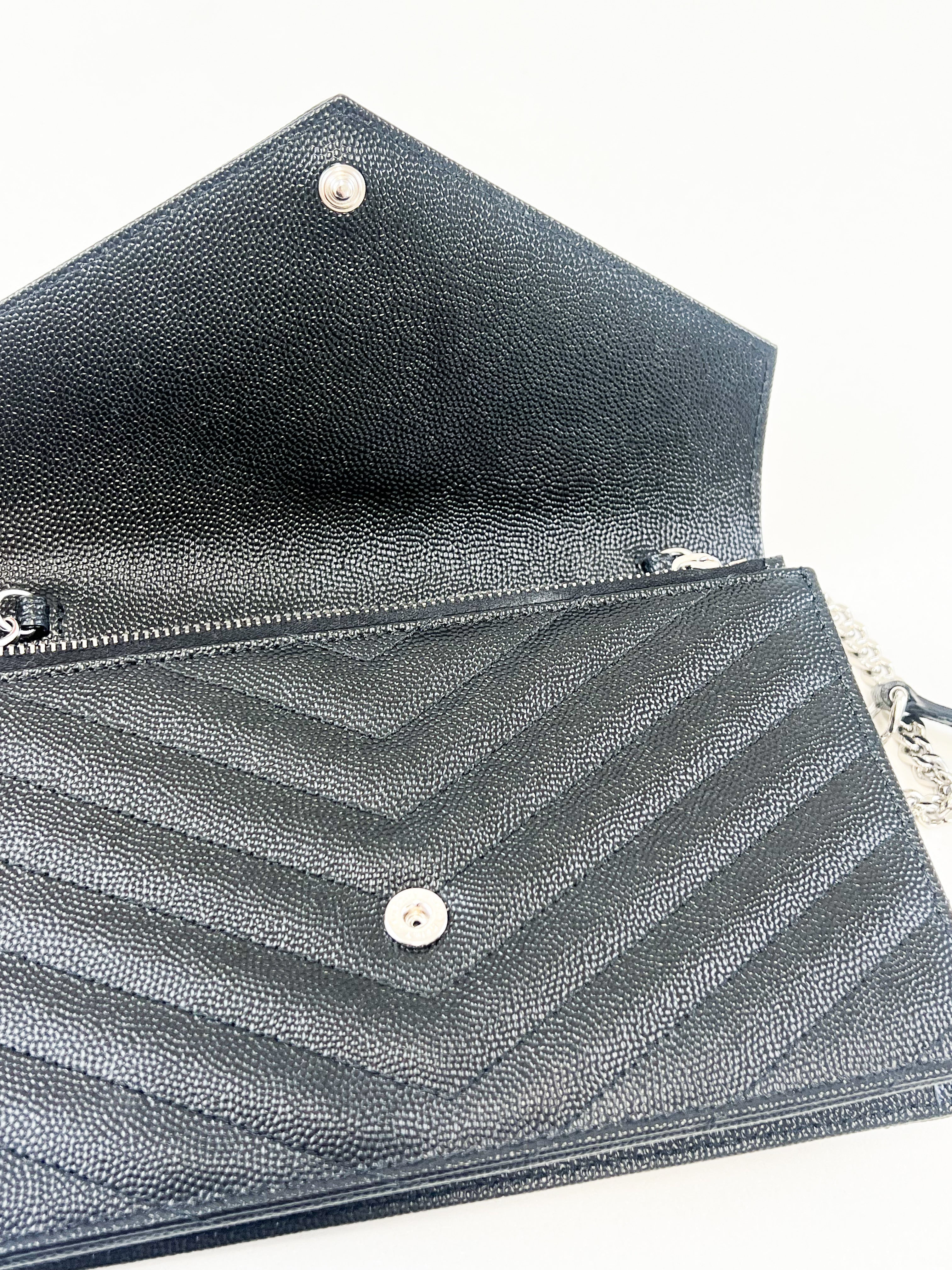 Saint Laurent Cassandra Matelasse Envelope Wallet on Chain