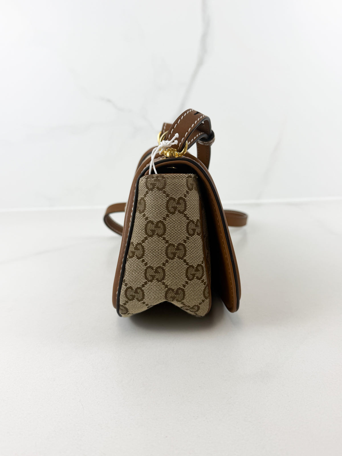 Gucci Blondie Small Shoulder Bag In Beige Coated Canvas