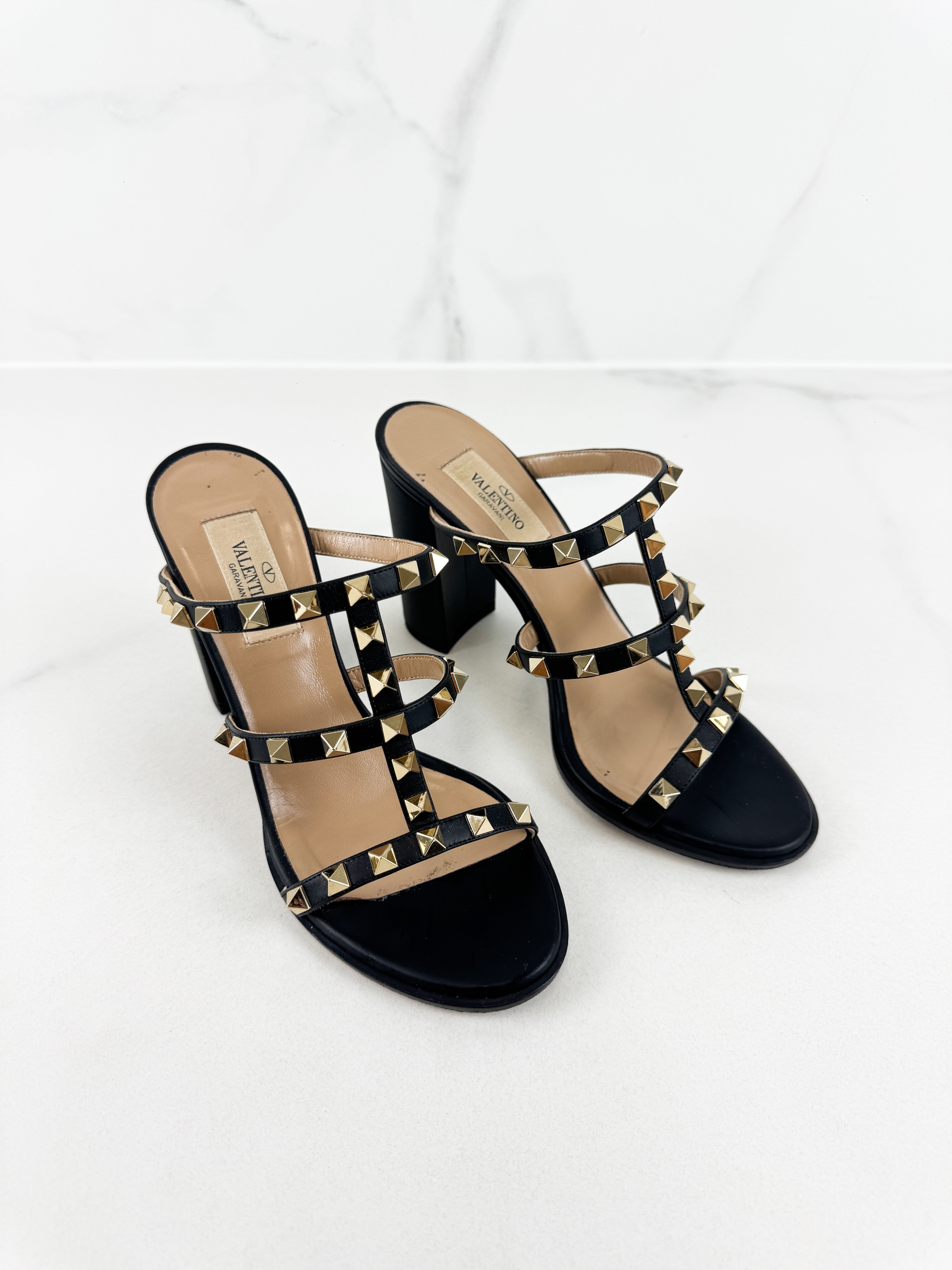 Valentino Rockstud Block Mule Sandal Size 37