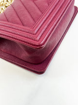 Chanel Small Burgundy Caviar Boy Bag