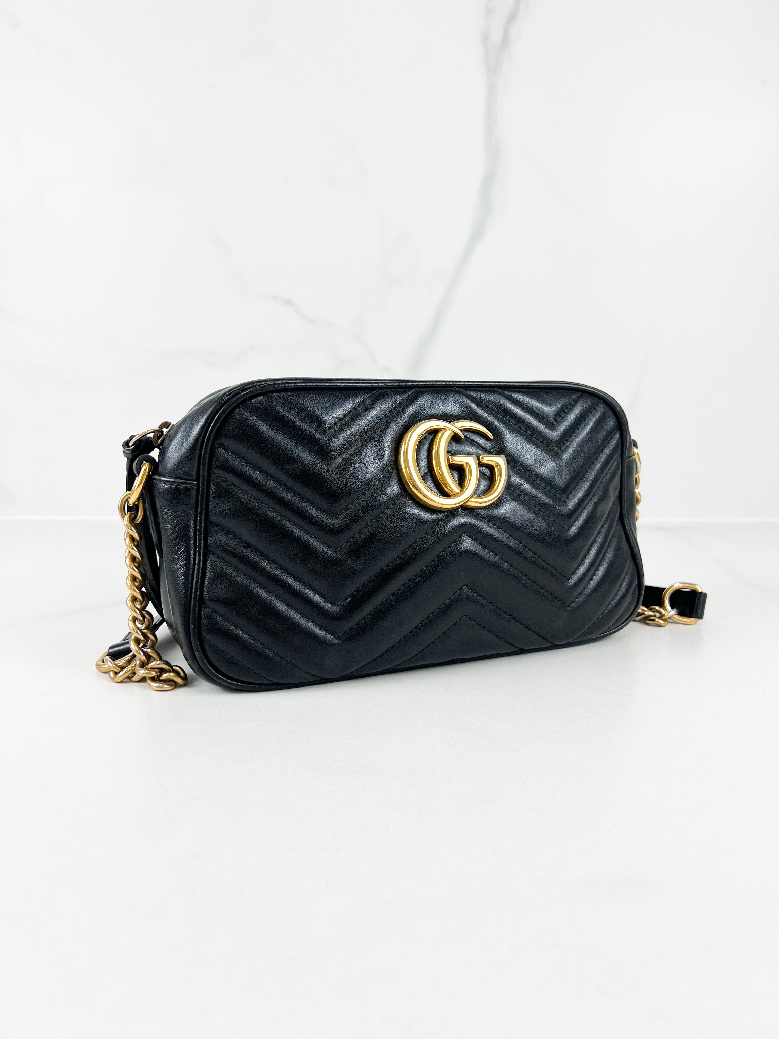 Gucci Black GG Small Marmont Shoulder Bag