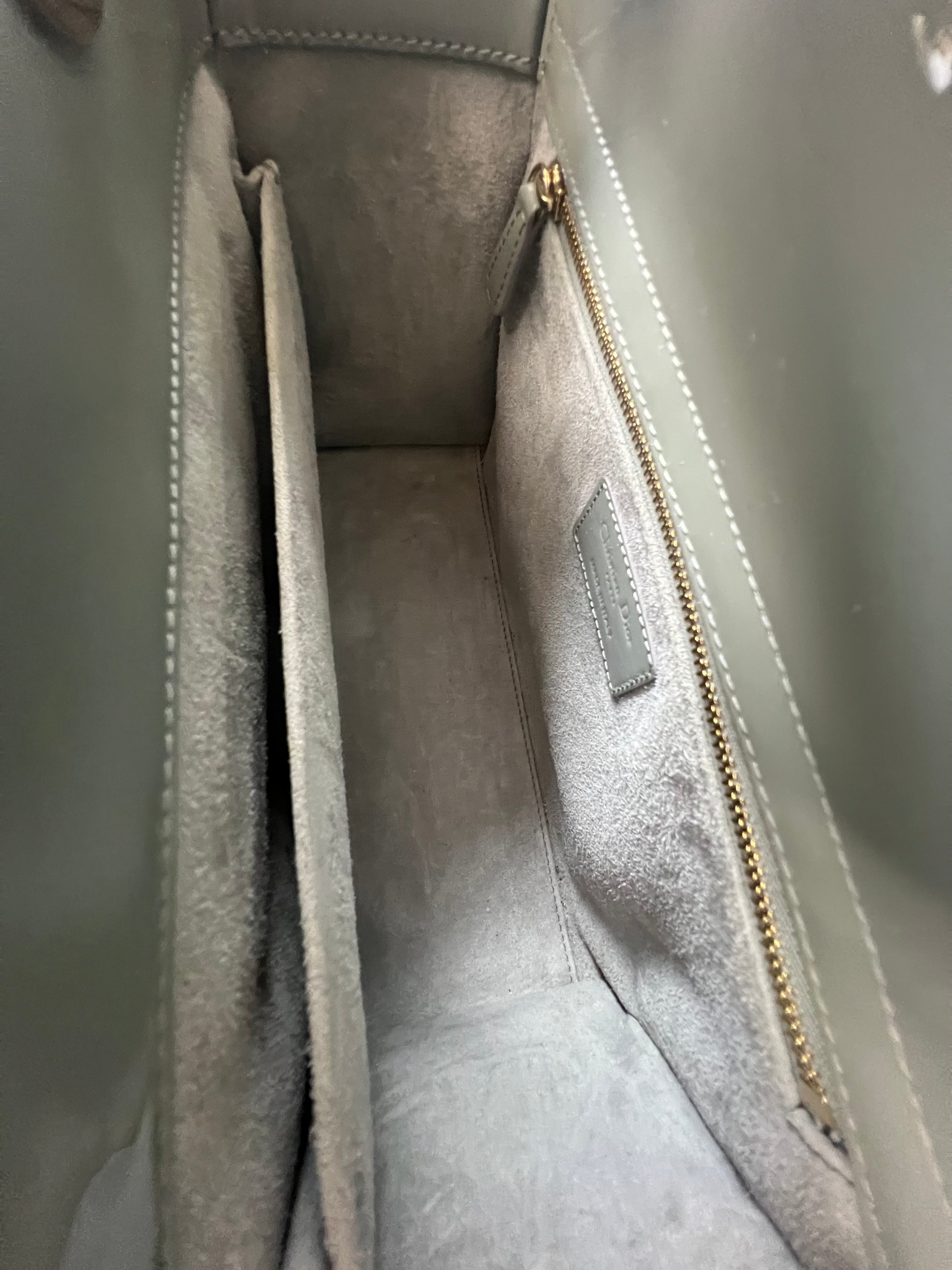 Christian Dior Medium Lady Dior In Grey Patent with GHW
