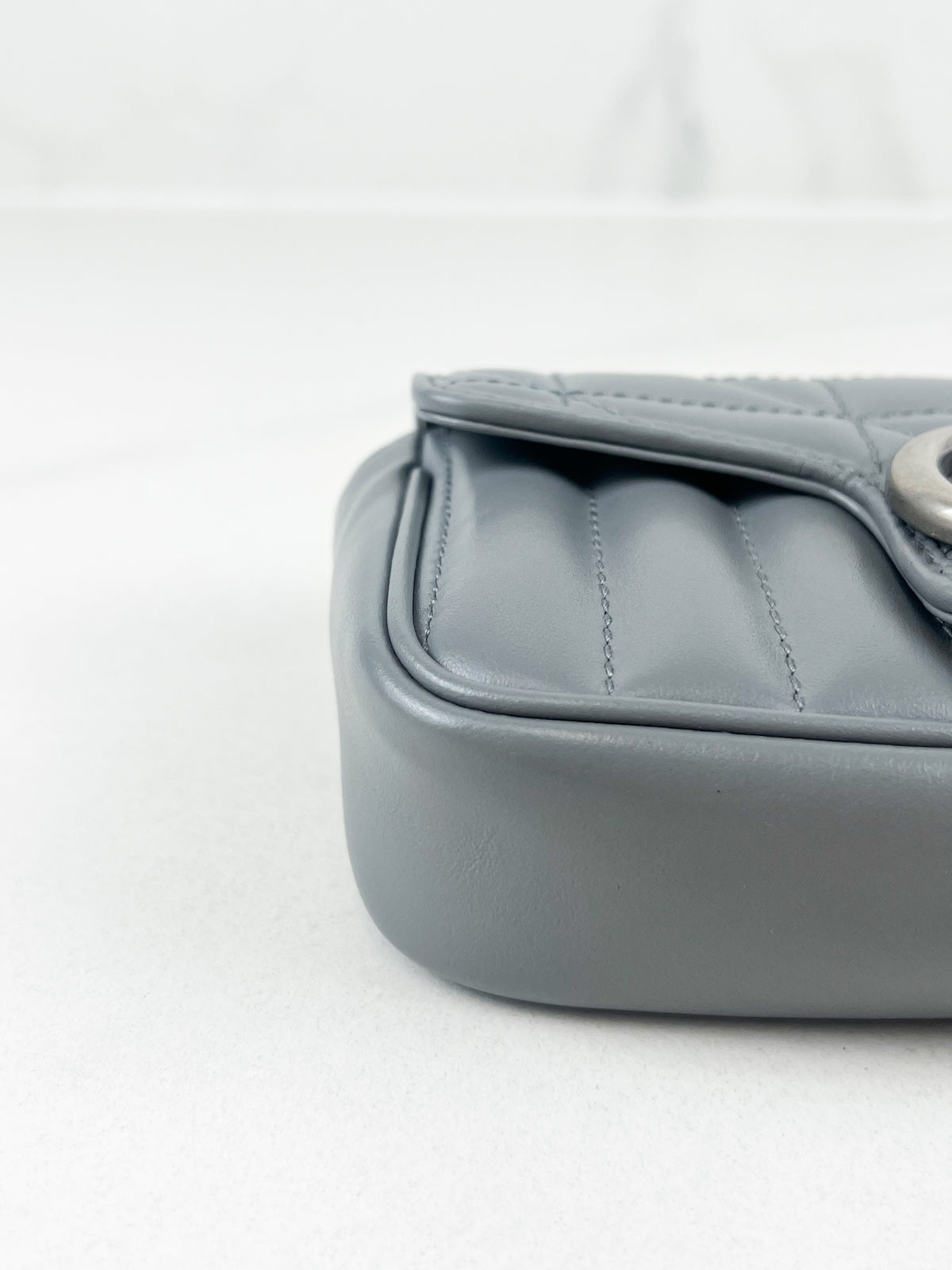 Gucci Deep Grey GG Marmont Matelasse Super Mini Bag