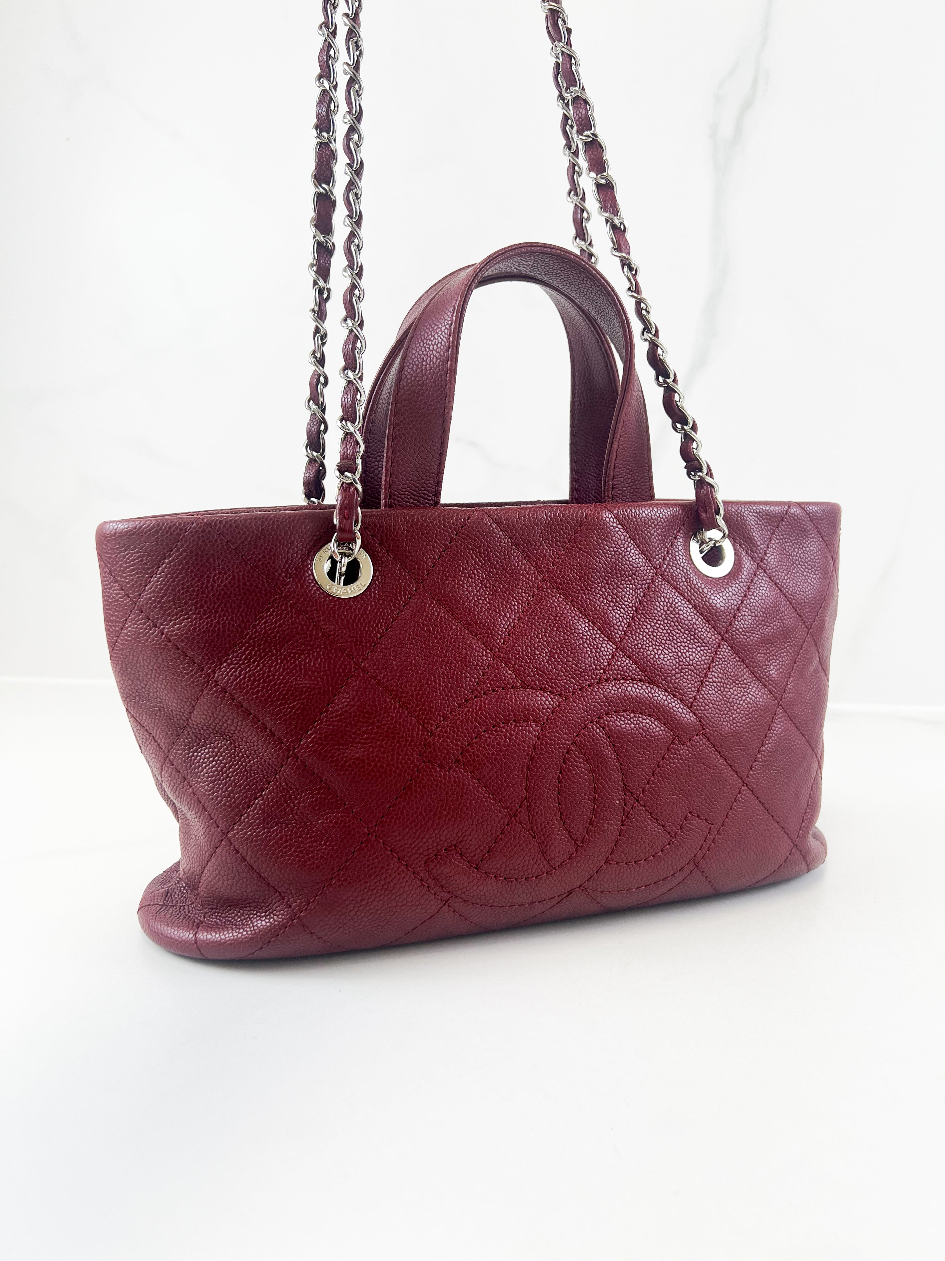 Chanel CC Burgundy Caviar Tote