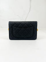 Chanel Black Caviar CC Classic Wallet On Chain GHW