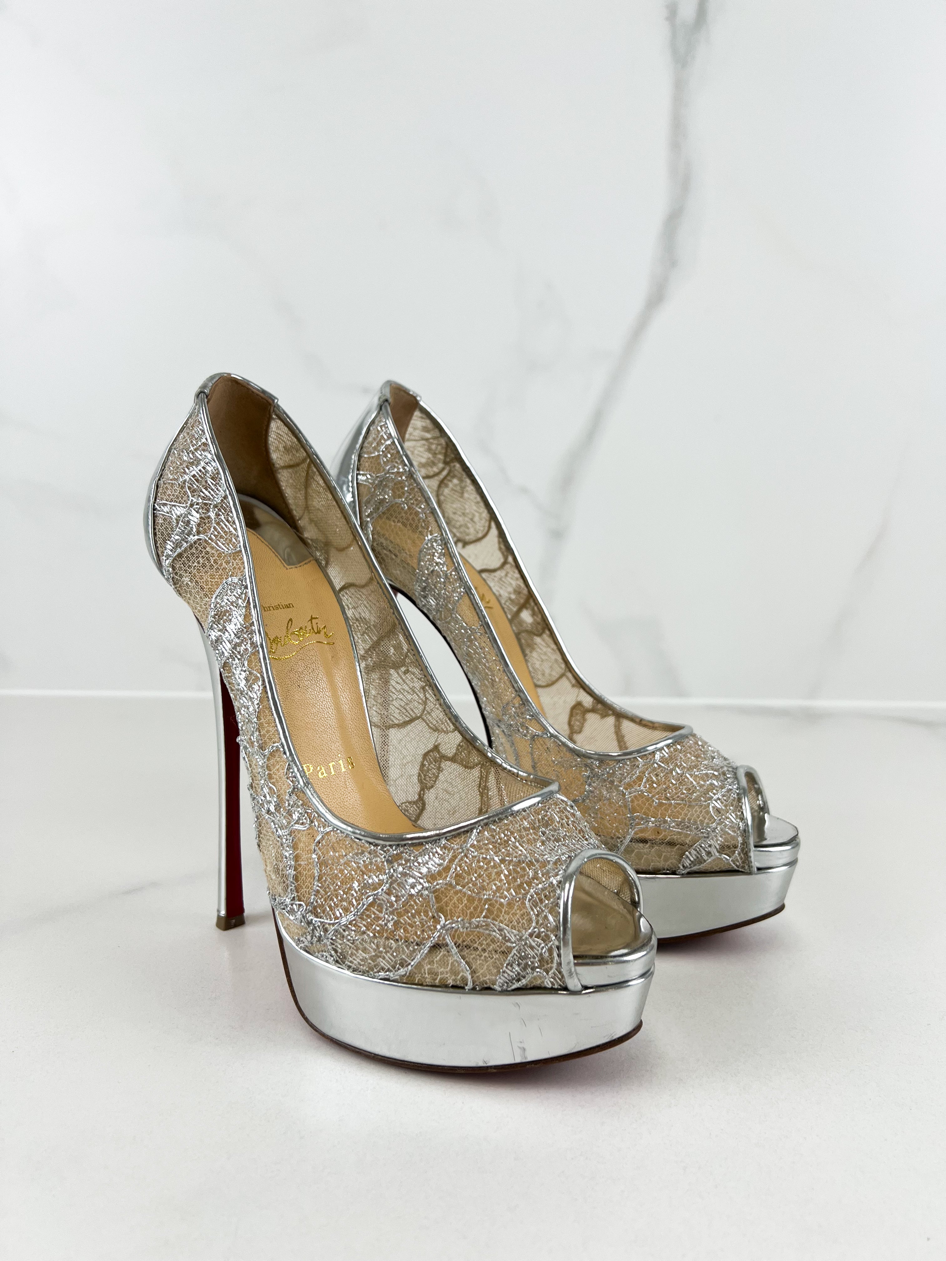 Christian Louboutin Fetish Peep Lace 150 Lure Size 37.5