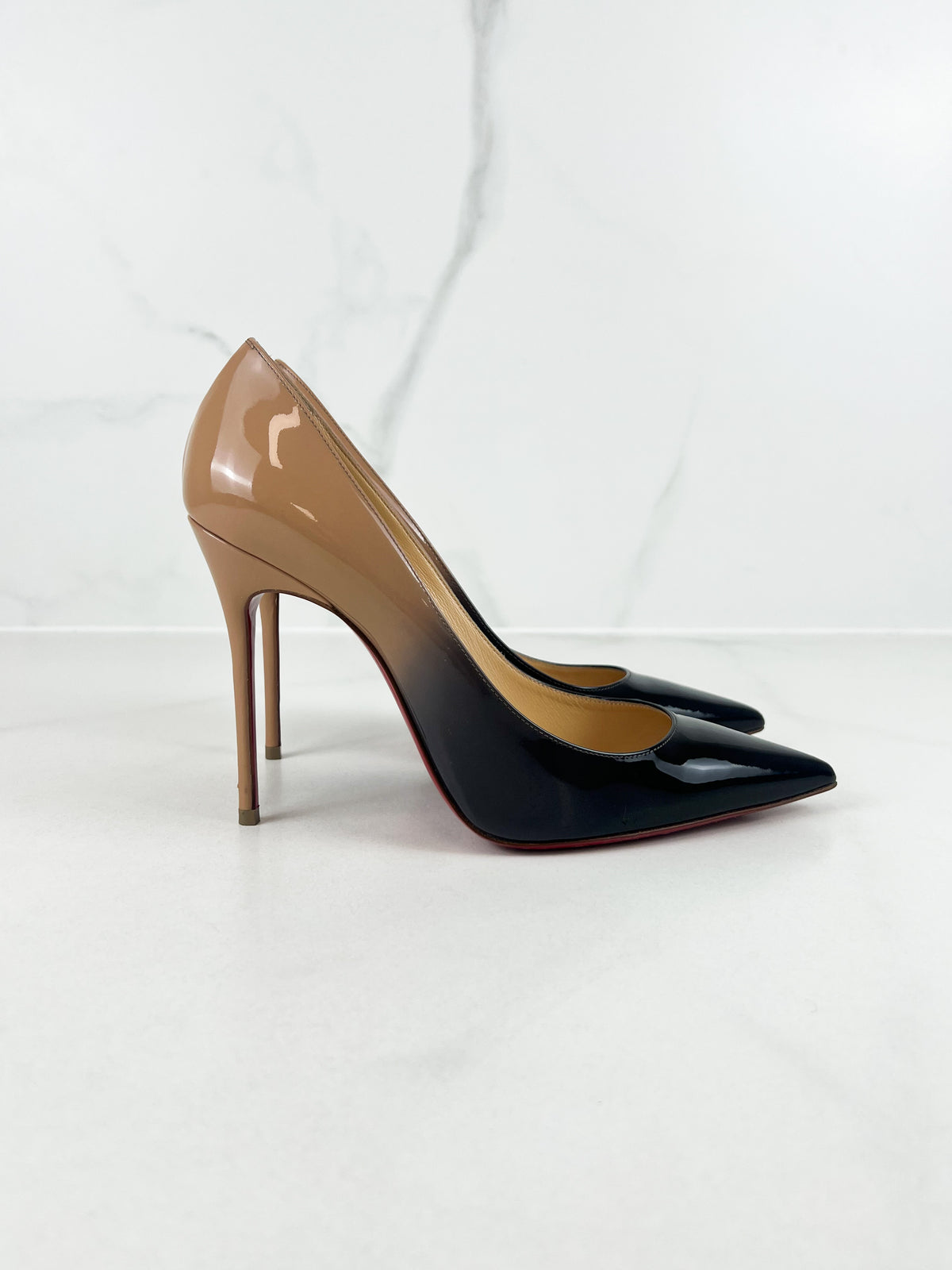 Christian Louboutin Patent Degrade So Kate 100mm in Black Nude Size 39