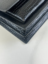 Saint Laurent Sunset Medium Black Croc Shoulder Bag with SHW