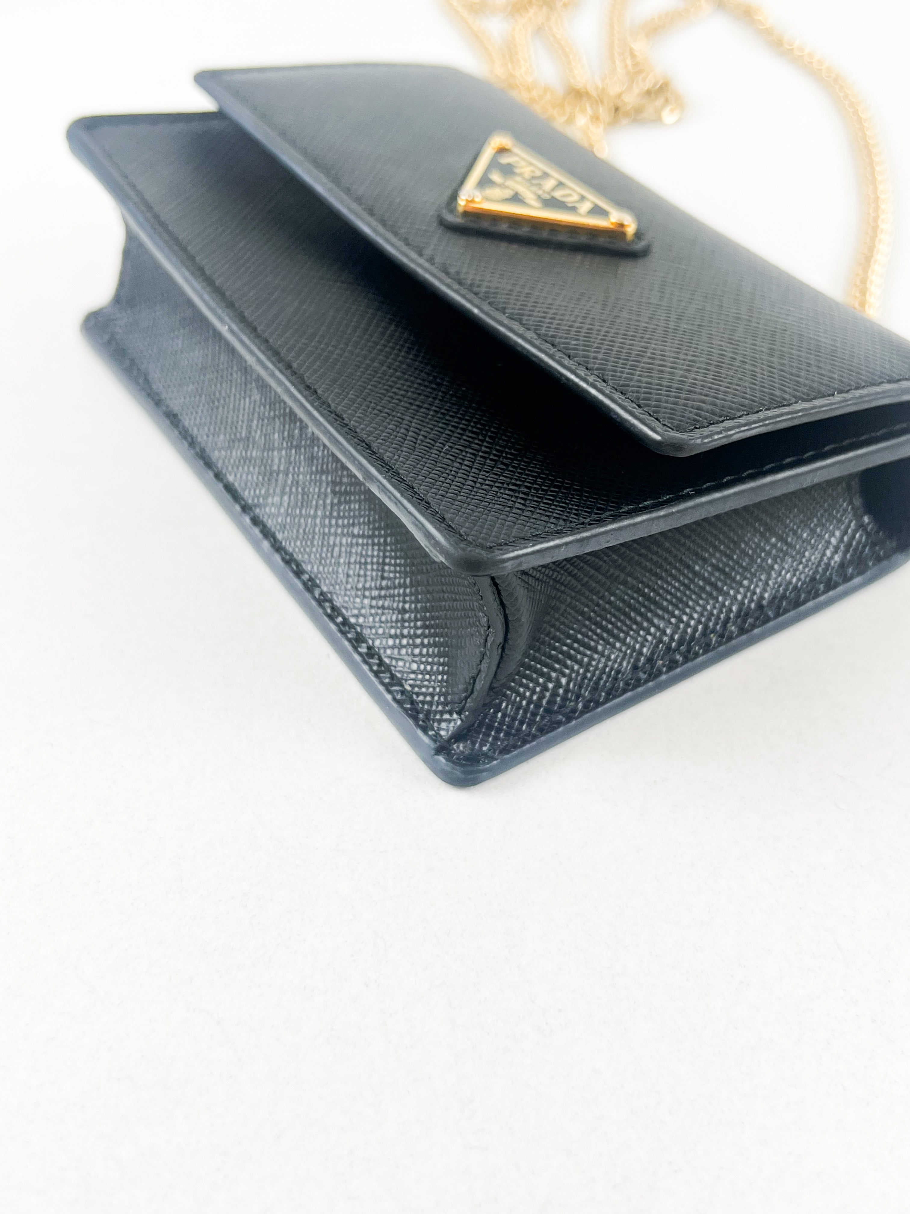 Prada Micro Leather Wallet On Chain
