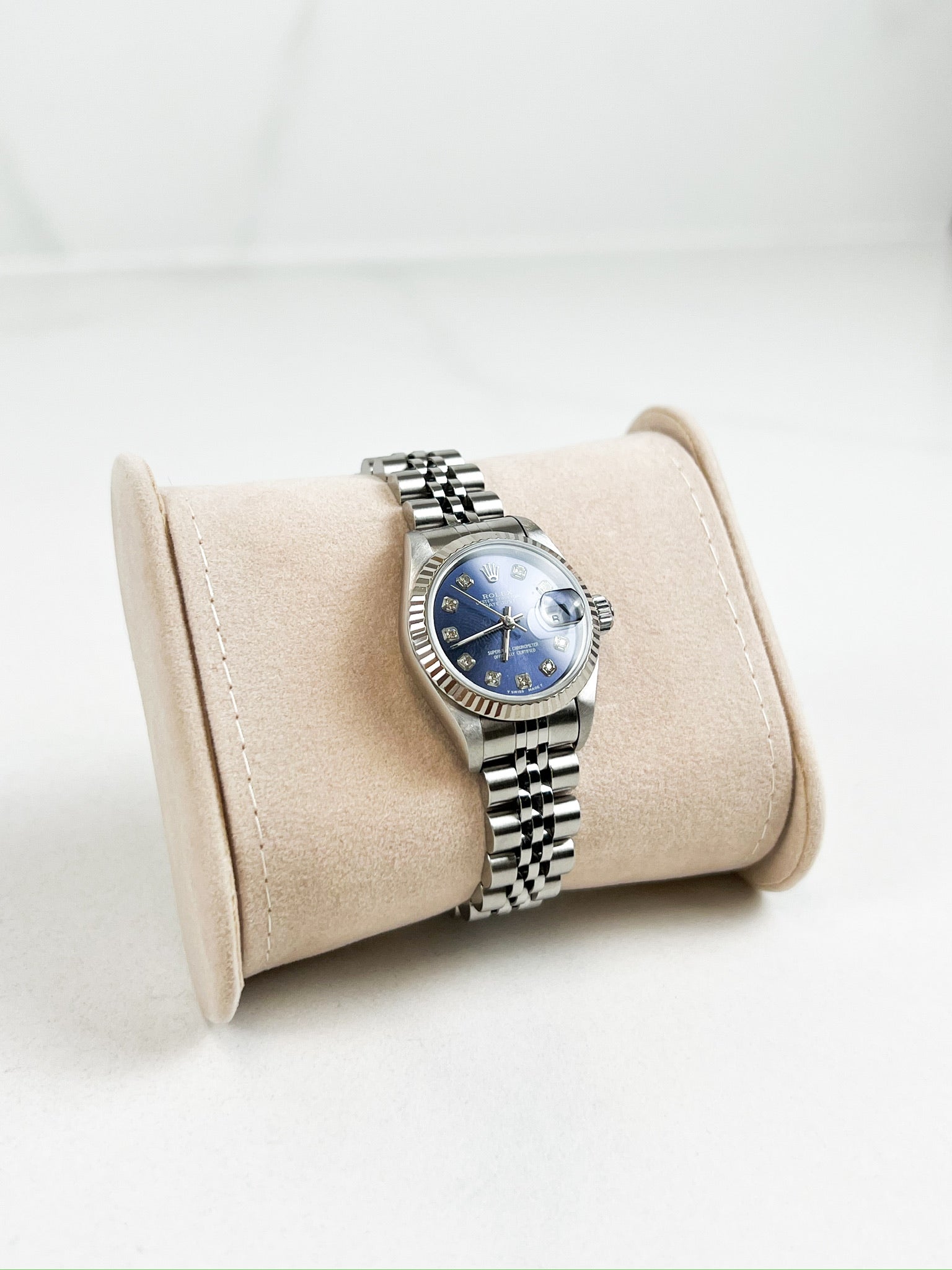 Rolex Oyster Perpetual Lady-Datejust Stainless Steel 26mm Jubilee Bracelet with Blue Diamond Dial