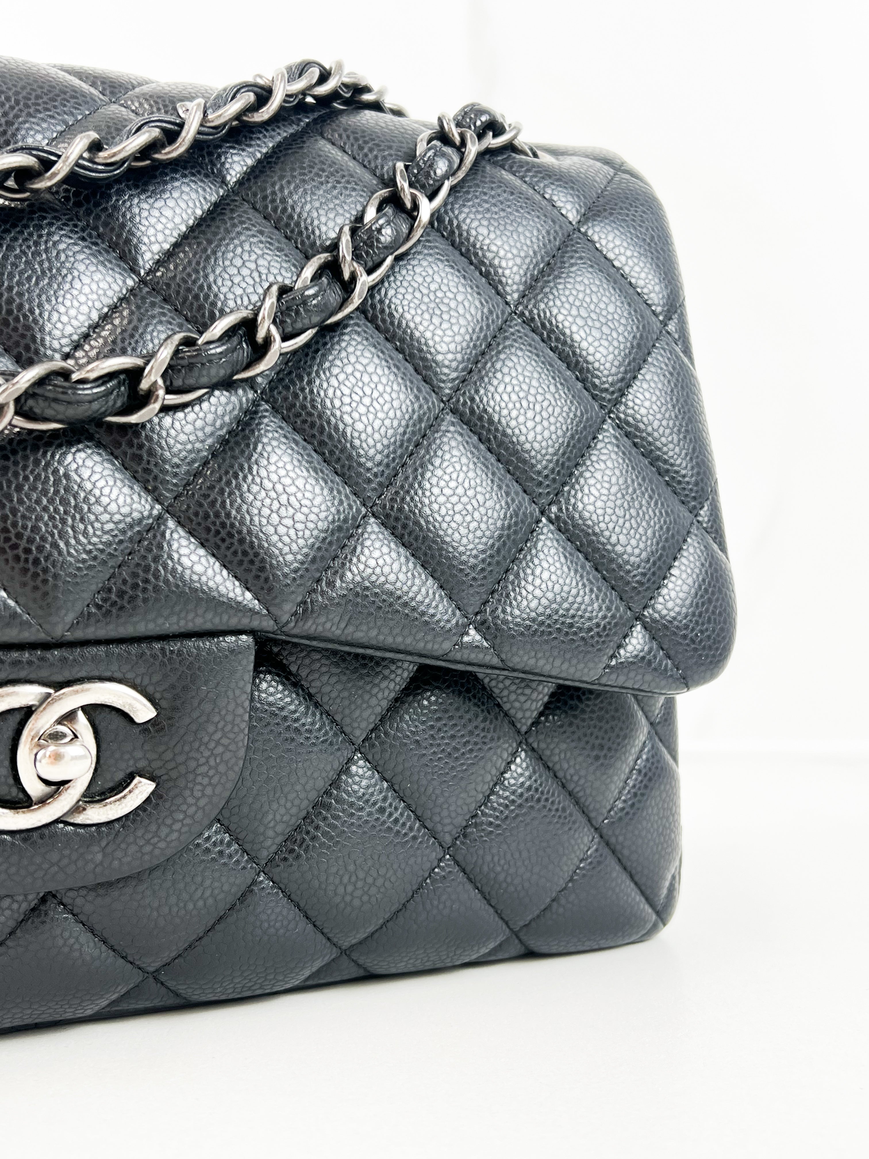 Chanel Jumbo Black Classic Double Flap Caviar Shoulder Bag
