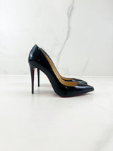 Christian Louboutin Black Patent Pigalle Follies 100mm Size 38