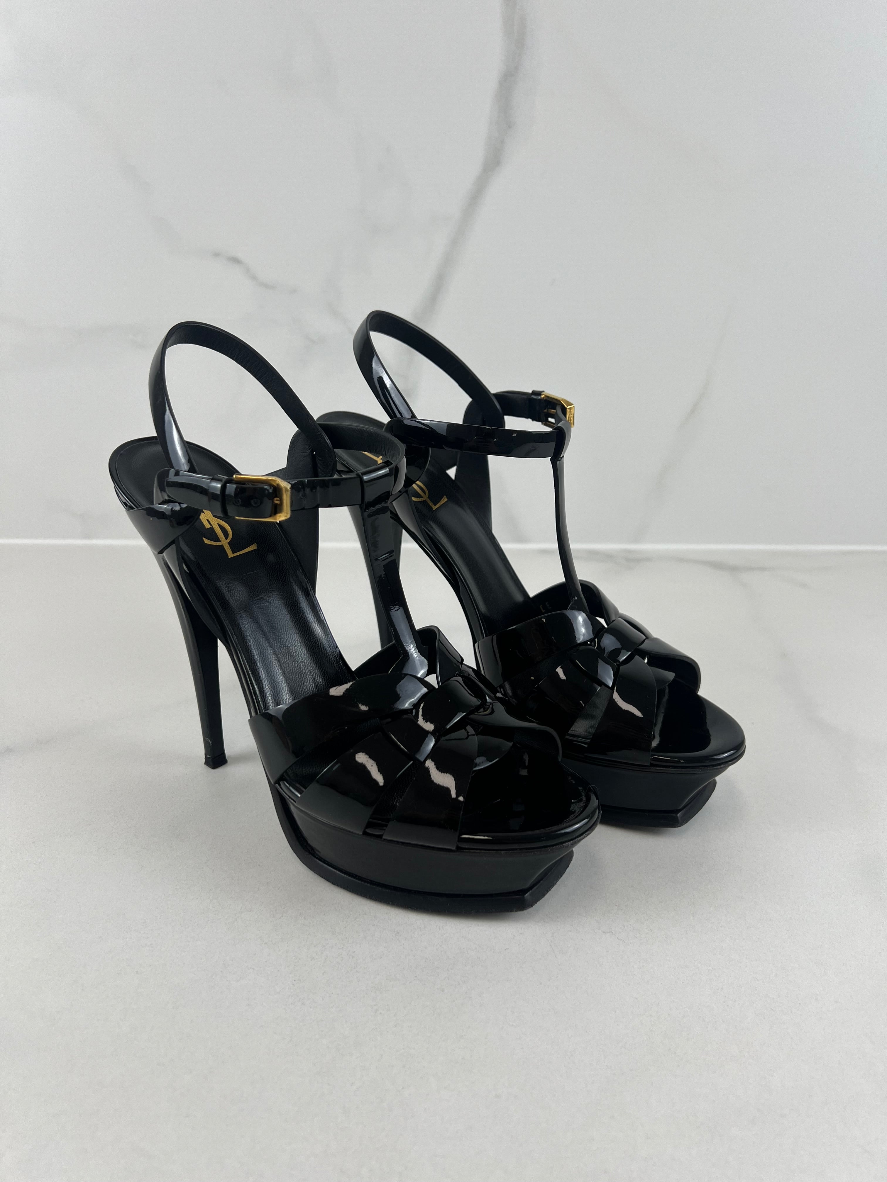 Saint Laurent Black Patent Tributes 135mm Size 40