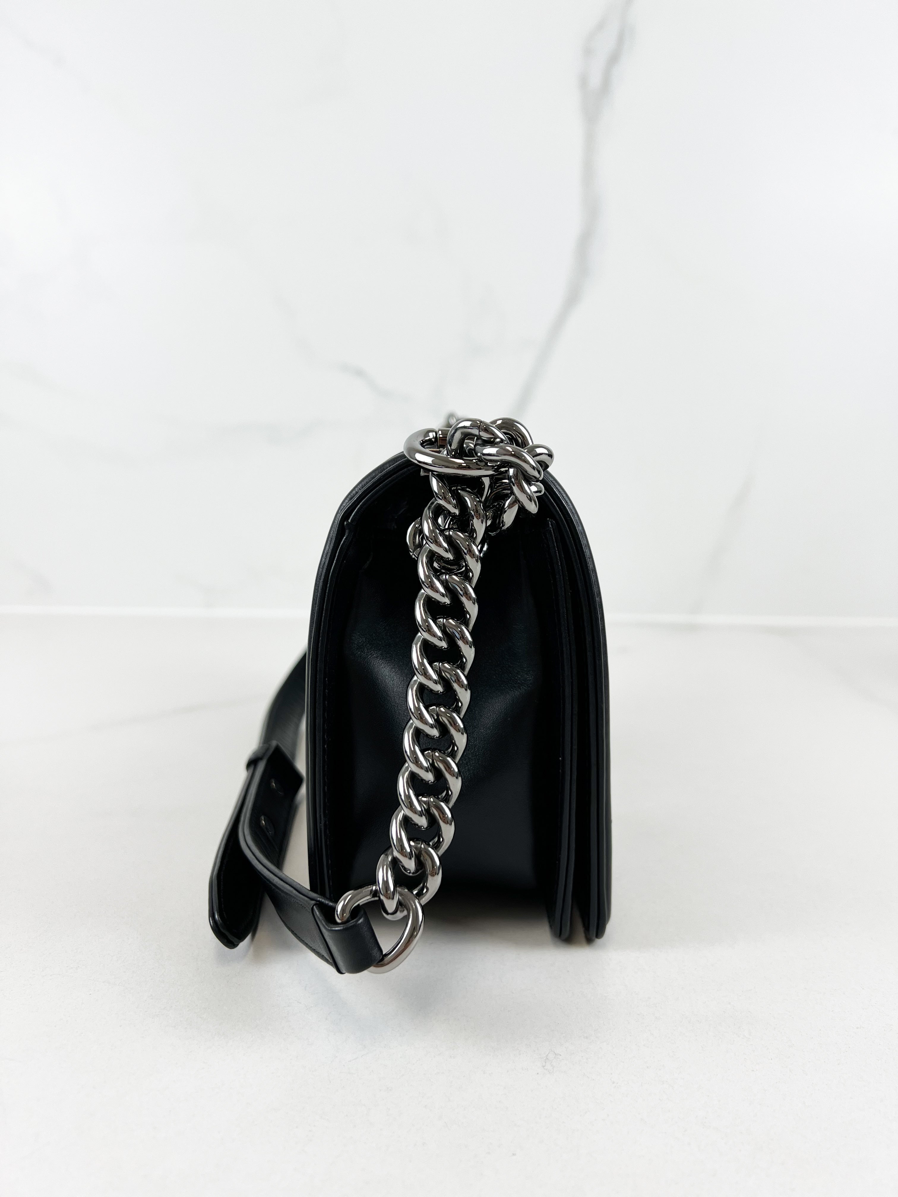 Chanel Old Medium Chevron Boy Bag with SHW