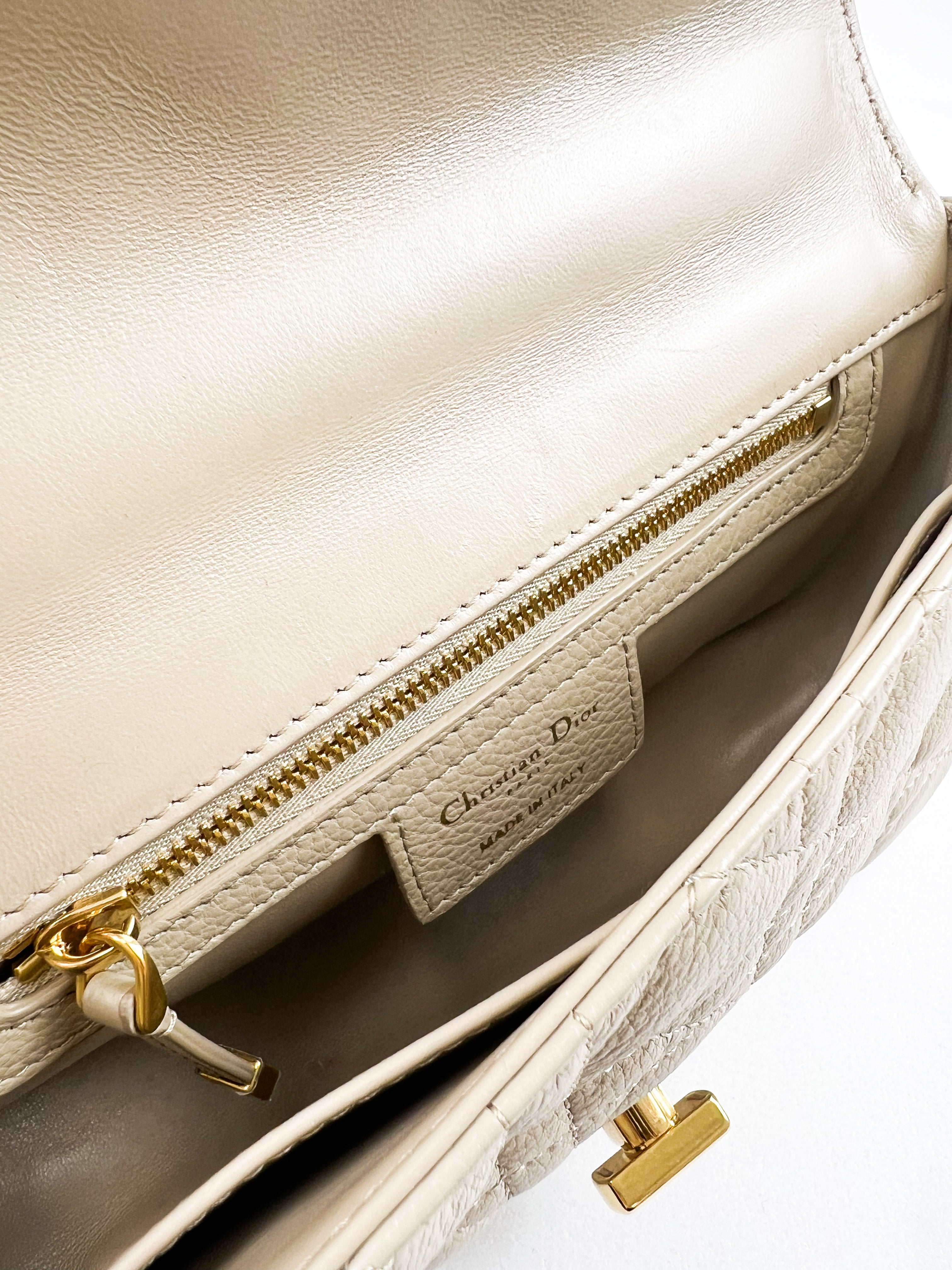 Christian Dior Medium Caro Bag in Beige with GHW