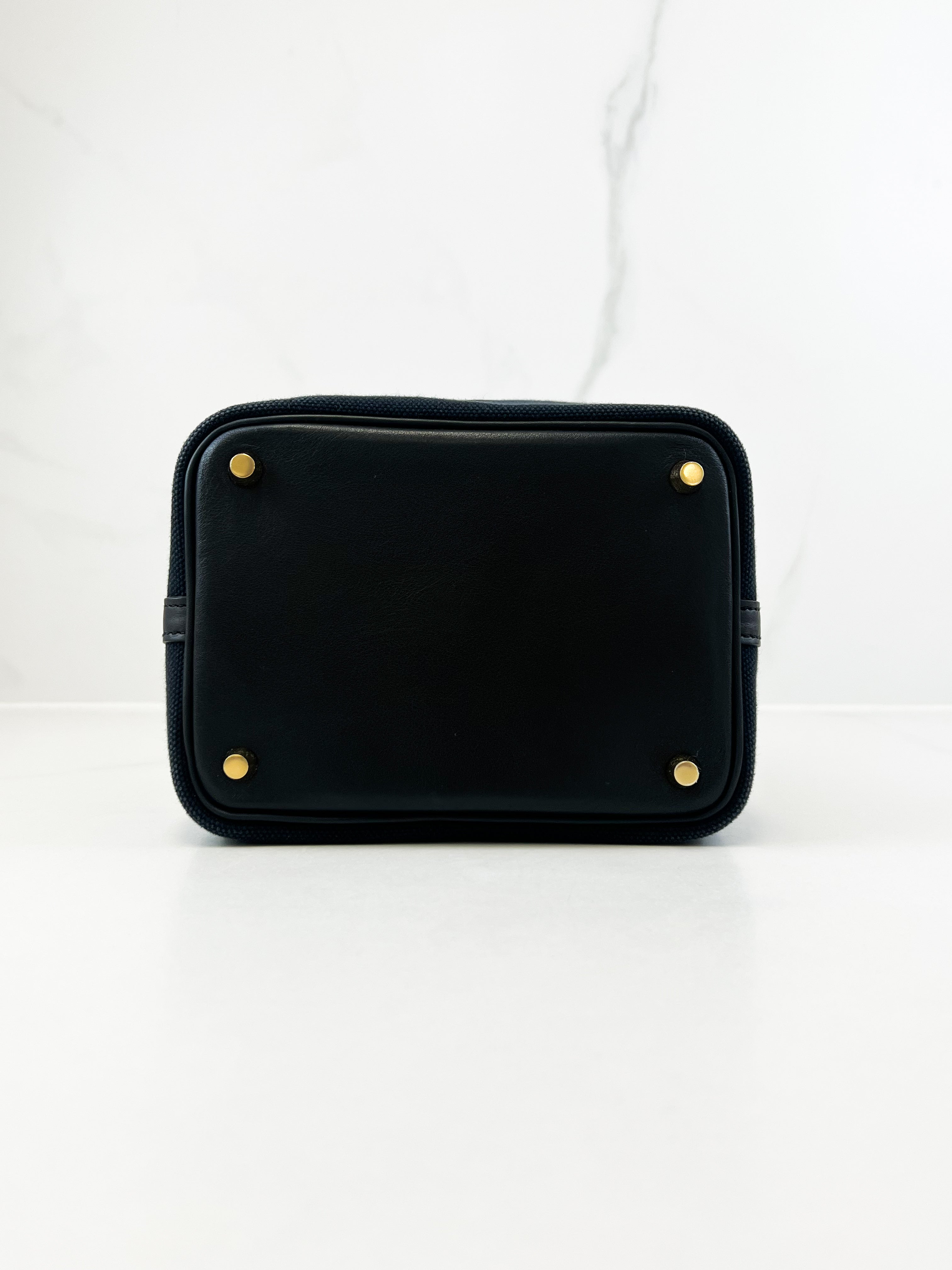 Hermes Picotin Lock 18 Pockets Bag in Black Canvas and Swift Leather