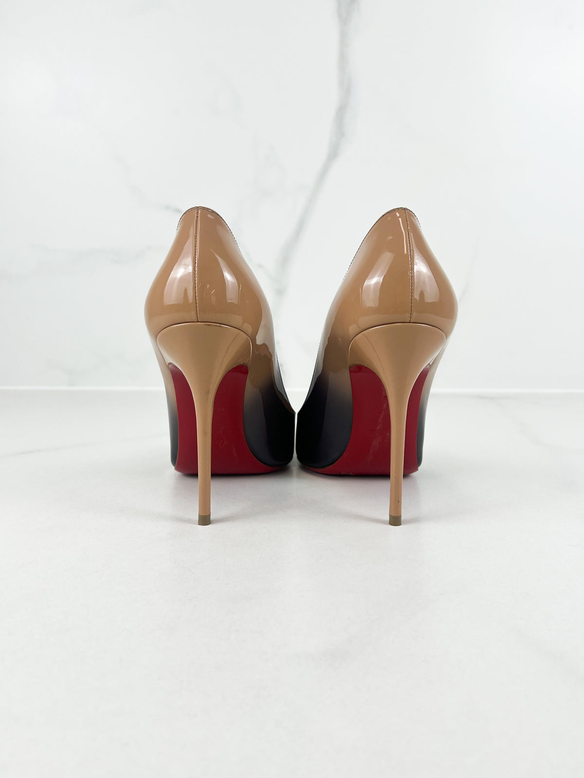 Christian Louboutin Patent Degrade So Kate 100mm in Black Nude Size 39