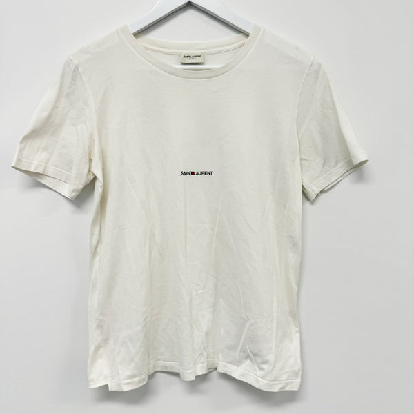 Saint Laurent White Logo Print T Shirt Size S Shopluxe Consignment