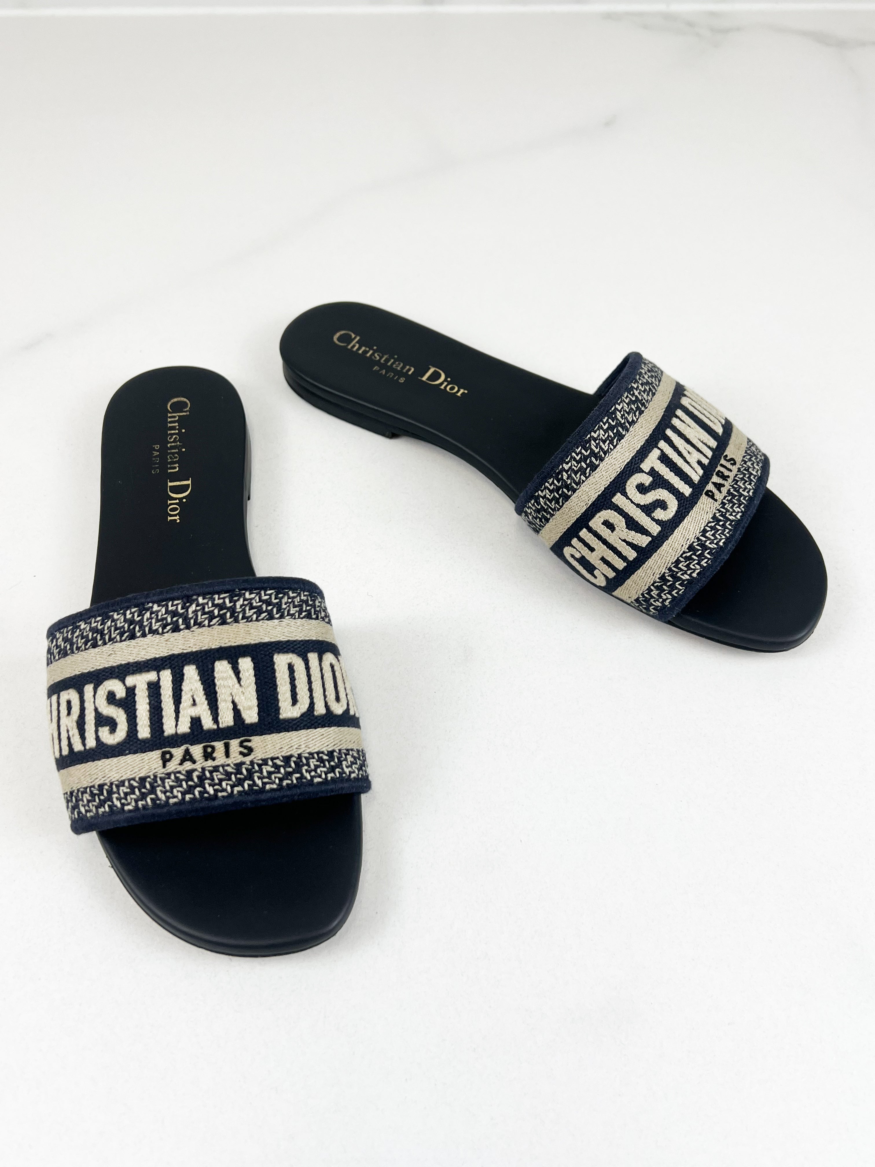 Christian Dior Navy Dway Slides Size 37